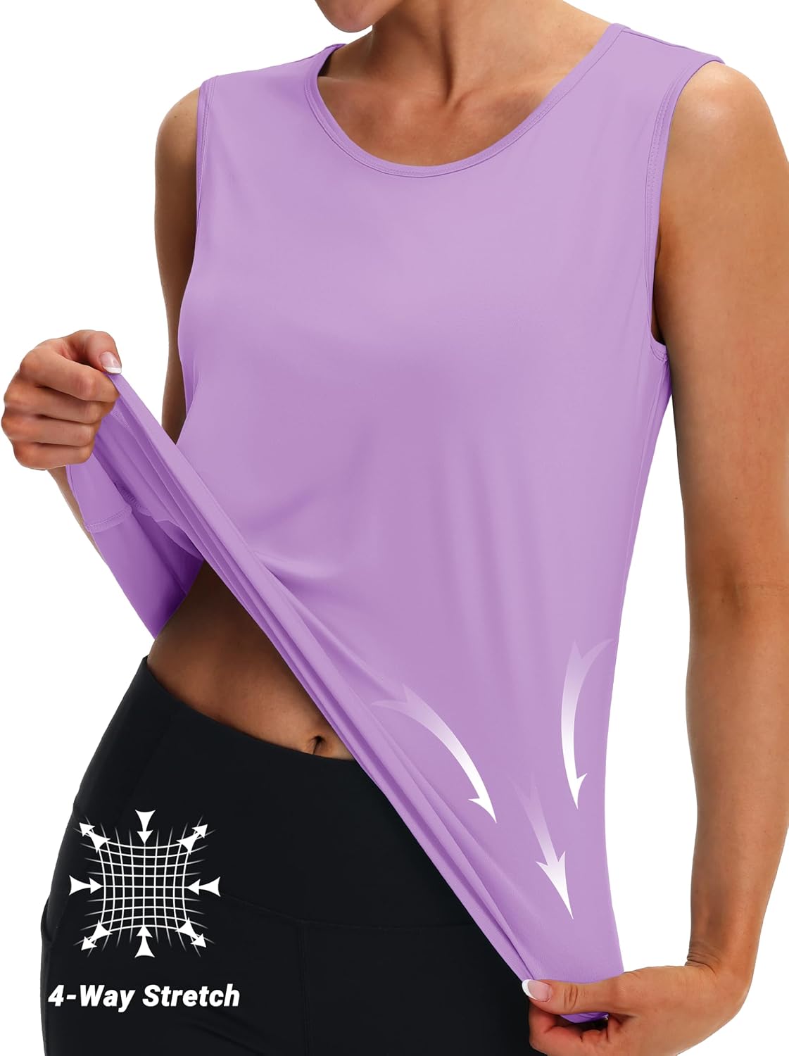 MAGCOMSEN Women's Workout Tank Top Athletic Muscle Sleeveless Crew Neck Shirt UPF 80+ Moisture Wicking Gym Running