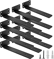 Vista 15 de HITOMEN Soportes de estante flotantes resistentes, accesorios de estantes ocultos de 8 pulgadas (1/5 pulgadas de grosor), soportes de hierro L