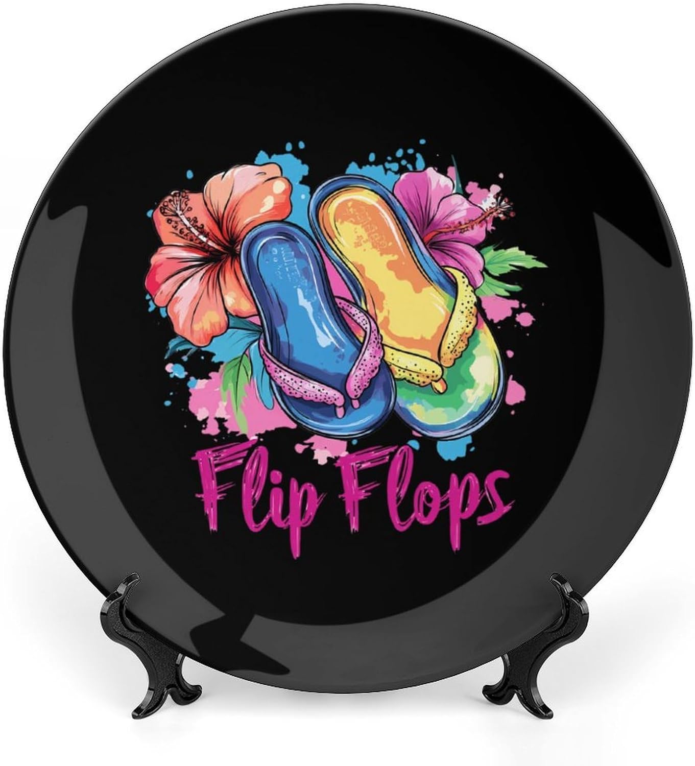 Flip Flops Flowers Decorative Plate Tray Decor Trinket Dish Bone China Dinner Plates for Home Office Kitchen