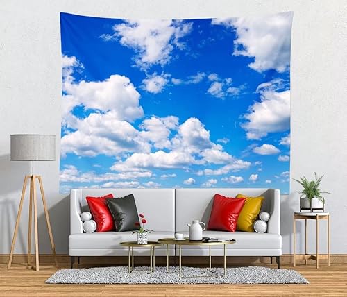 Miniatura 2 de BELECO Tapiz de cielo azul para colgar en la pared, decoración artística de nubes blancas para dormitorio y sala de estar