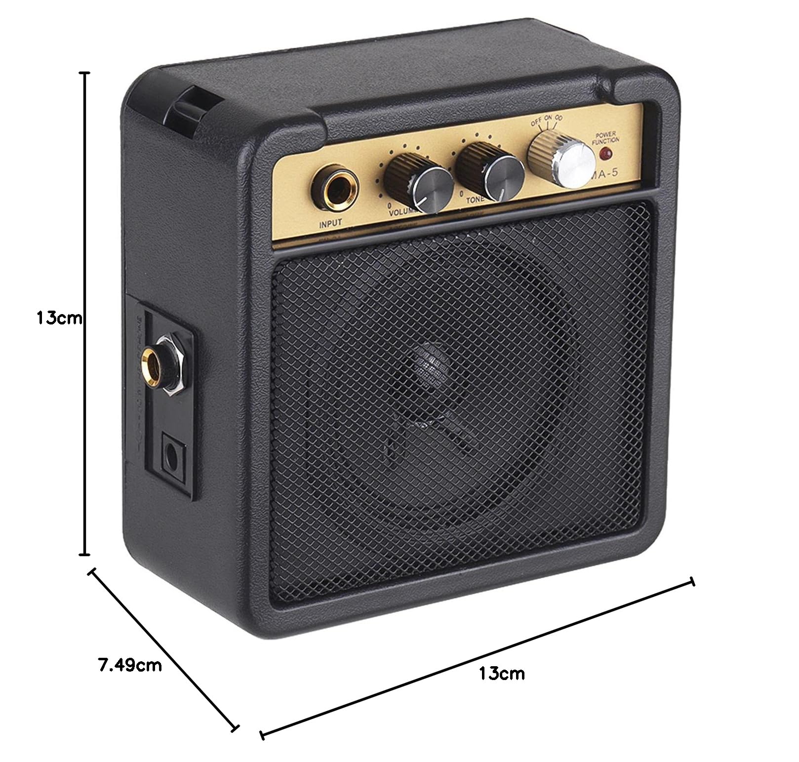 Mini Amplificatore per Chitarra Amp Speaker 5W Ingresso da 6,35 Mm Uscita Cuffie da 1/4 di Pollice Supporta La Regolazione Tono Volume