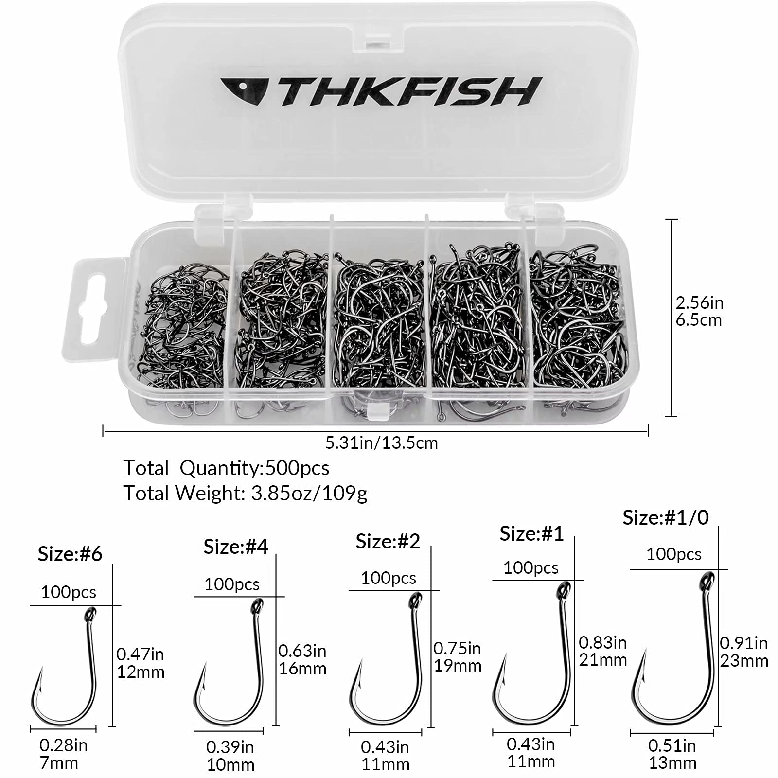 THKFISH 50 szt./100 szt./250 szt./500 szt. haczyków wędkarskich akcesoria wędkarskie zestaw haków wędkarskich zestaw akcesoriów wędkarskich hak do wędkowania