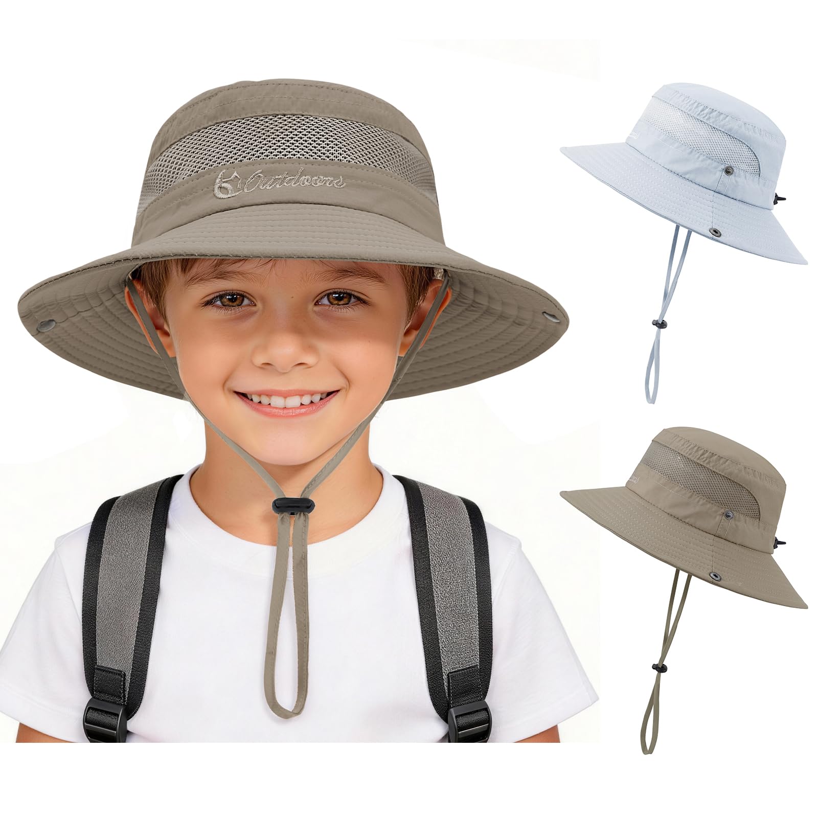 Sombrero de sol para niños y niñas, sombrero de sol para exteriores, UPF 50+, sombrero de playa para niños, sombrero de ala ancha, sombrero de pescador, senderismo, pesca, safari