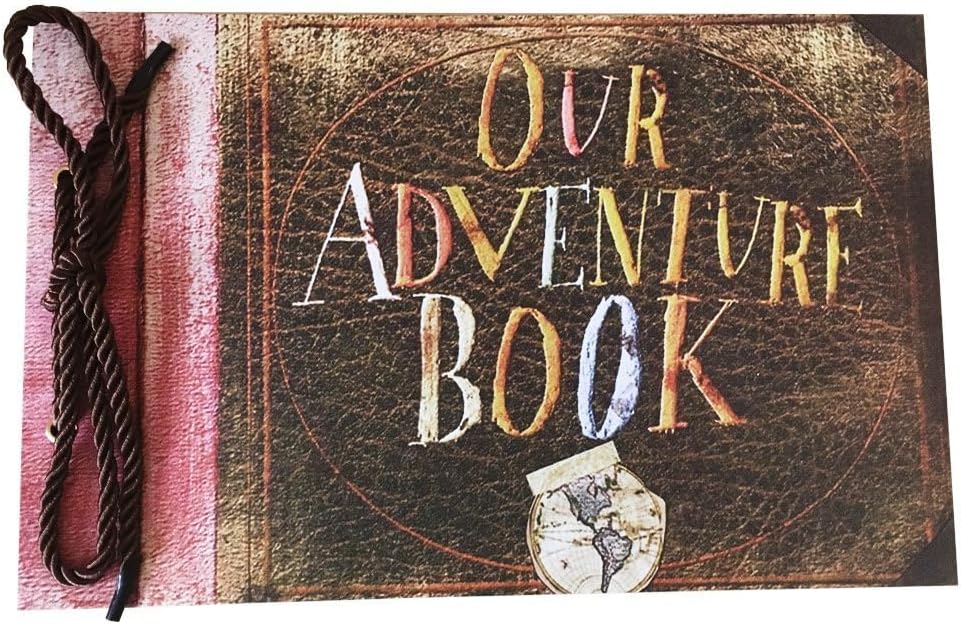 Our Adventure Book, Up Scrapbook Album with Movie Themed Postcards, Wedding and Anniversary Photo Album, Memory Keepsake, 11.6 x 7.5 inch, 80 Pages (Light Brown Pages)