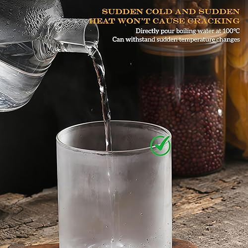 Miniatura 5 de Paquete de 2 tarros de vidrio transparente de 11.8 fl oz de 12 onzas con tapas herméticas de bambú, recipientes de vidrio herméticos dispensadores