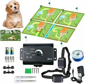 Underground Electric Dog Fence Pet Boundary Containment System, with Rechargeable Waterproof Training Collar & 984Ft Boundary Wire, Covers up to 1.2 Acre, Shock/Tone Correction, for 1 2 3 Dog