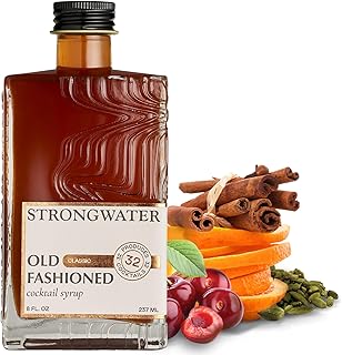 Strongwater Old Fashioned Mix - Makes 32 Cocktails - Handcrafted Old Fashioned Syrup with Bitters, Orange, Cherry, Organic Demerara Sugar - Craft Cocktail Mixer, Just Mix with Bourbon,Whiskey - 1 Pack