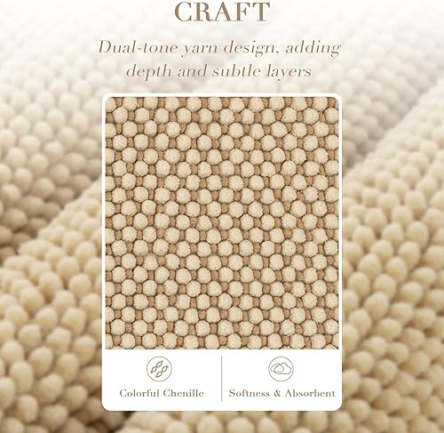 Miniatura 2 de BSICPRO Juego de 2 alfombras de baño de felpilla antideslizantes, gruesas, suaves, absorbentes, bohemias, lavables a máquina, accesorios de