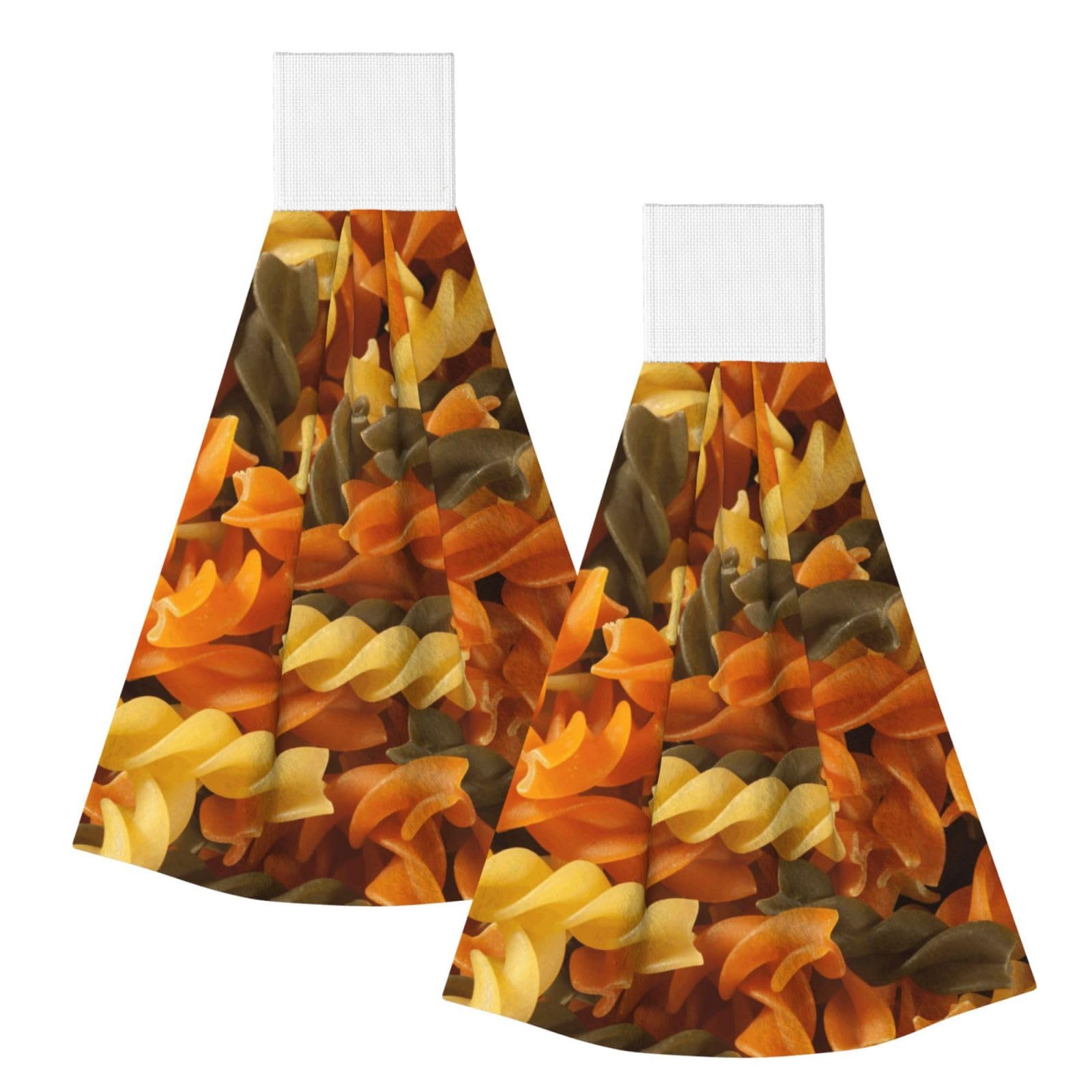 DOPKLNA Tasty Pasta, 2 Pcs Hanging Coral Fiber Hand Towels for Bathroom, Absorbent Kitchen Towels