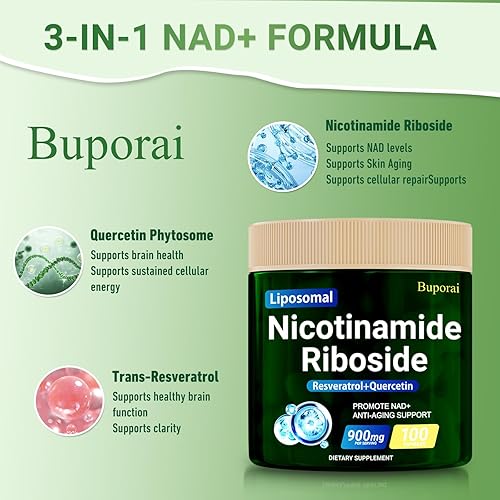 Miniatura 3 de Ribosida de nicotinamida 900 mg con resveratrol y quercetina, suplemento NMN alternativa para antienvejecimiento, energía - 100 cápsulas