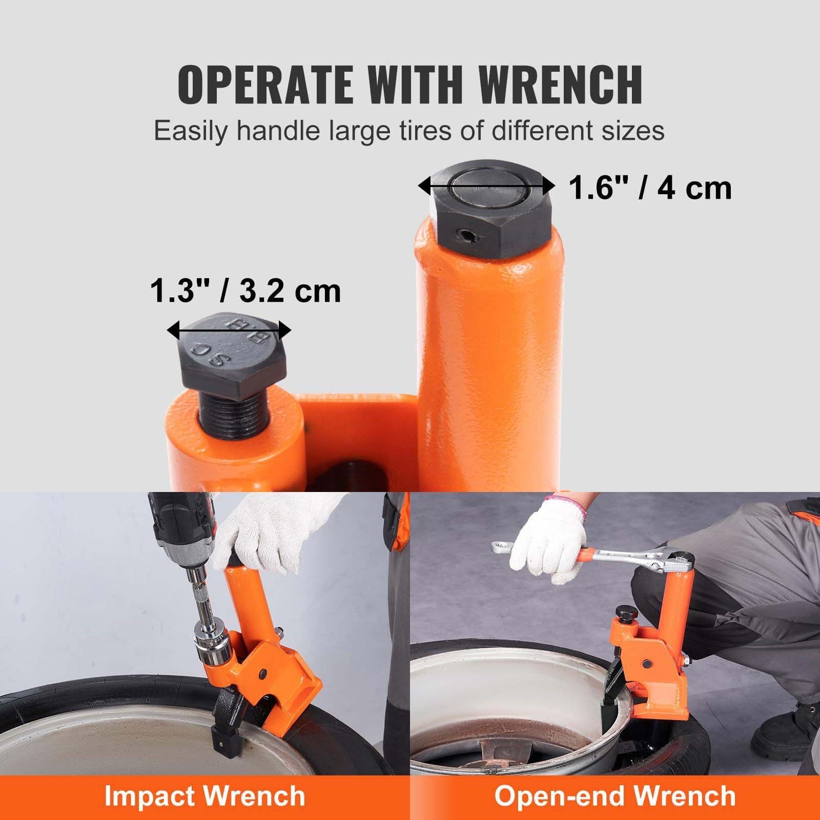 Strumento per rompere le perline dei pneumatici per cerchi da 38-42 pollici, costruzione in acciaio portatile (5,2 kg), compatibile con avvitatore a percussione e utensili manuali per pneumatici ATV
