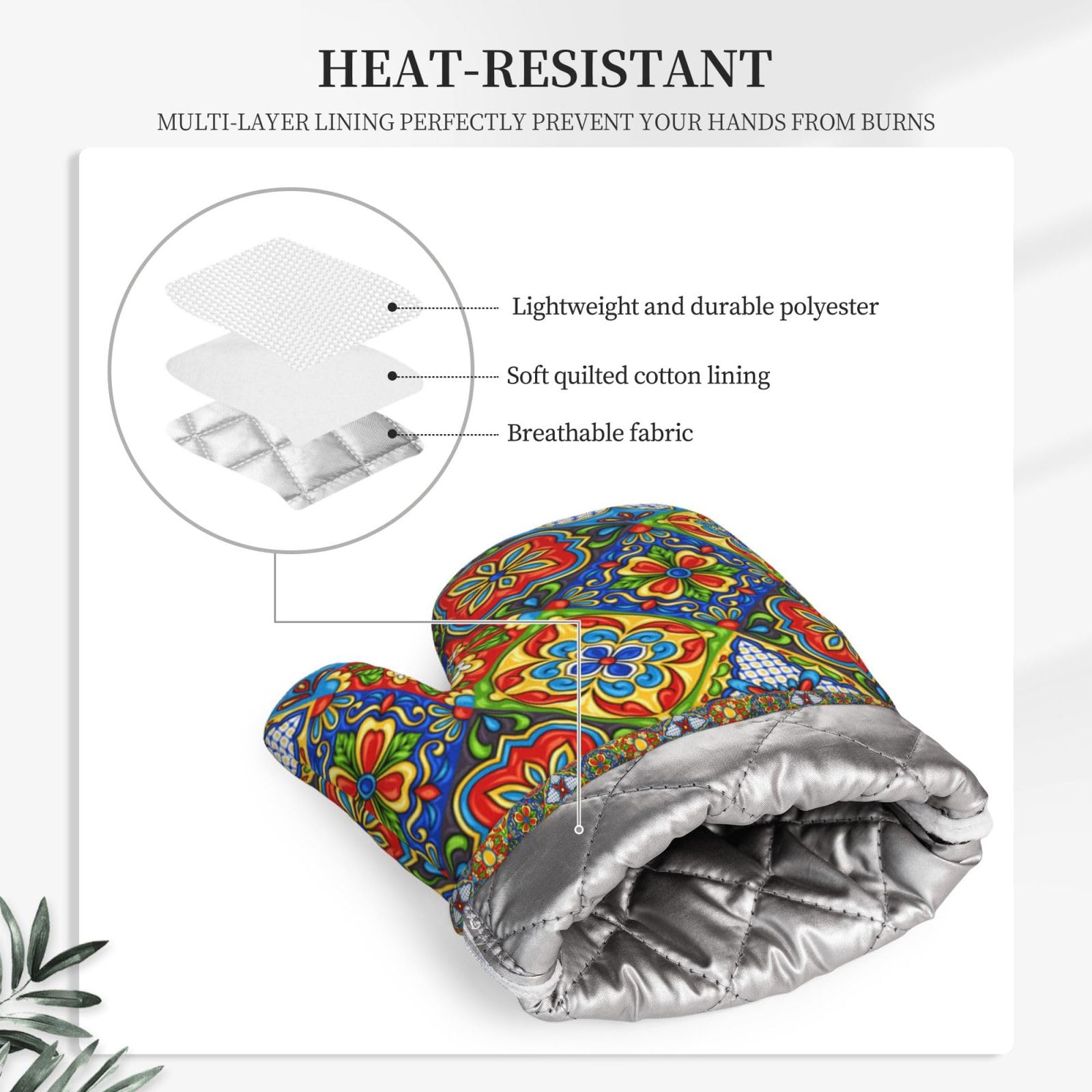 2-Pack Silicone Oven Mitts – Heat Resistant & Non-Slip For Baking, Grilling, Cooking, Microwave & Dishwasher Safe