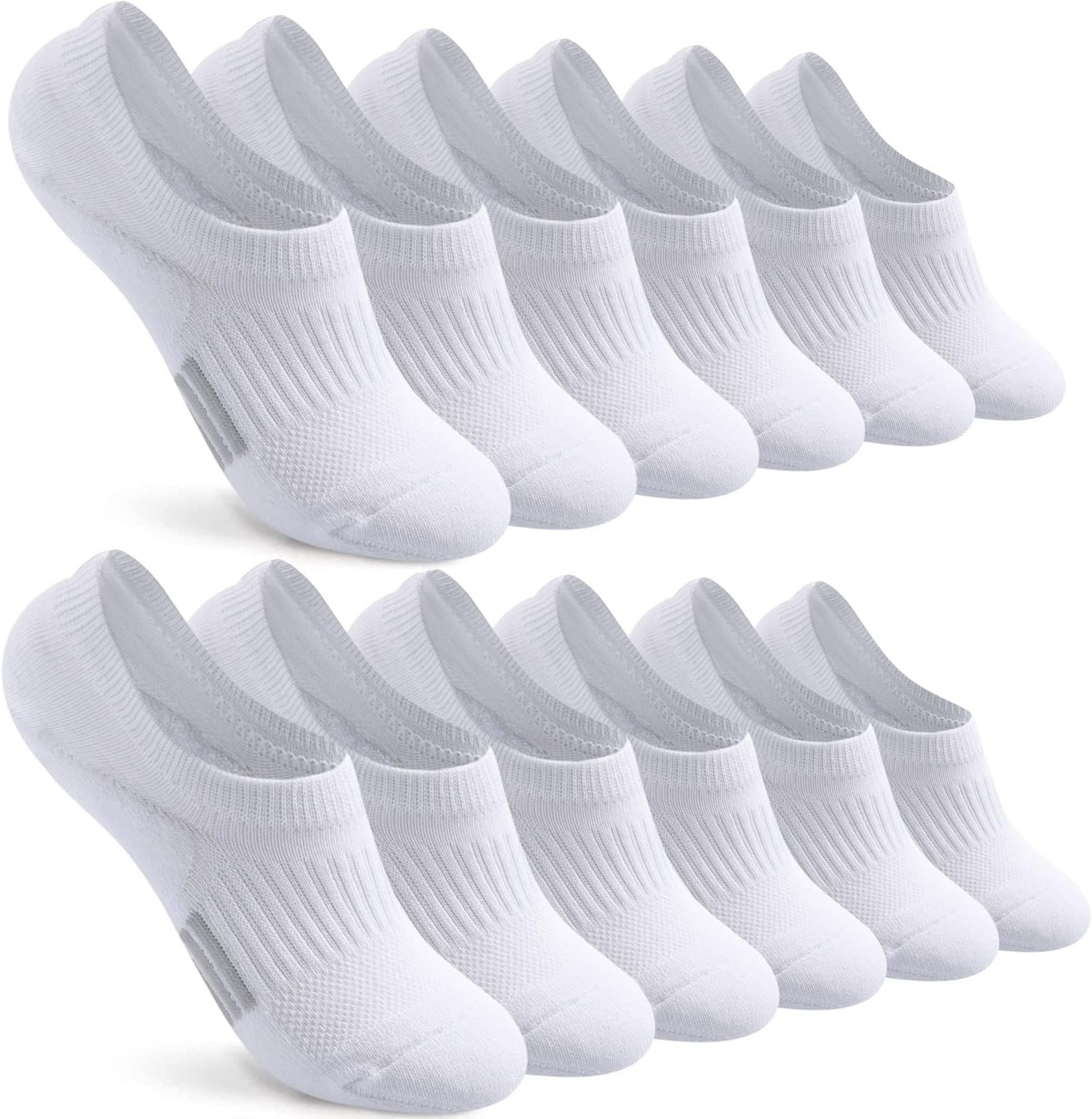 Trainer Ankle Socks Womens, 6 Pairs Cushioned Running Sports Invisible No Show Socks Men, Athletic Low Cut Gym Socks for Ladies Girls
