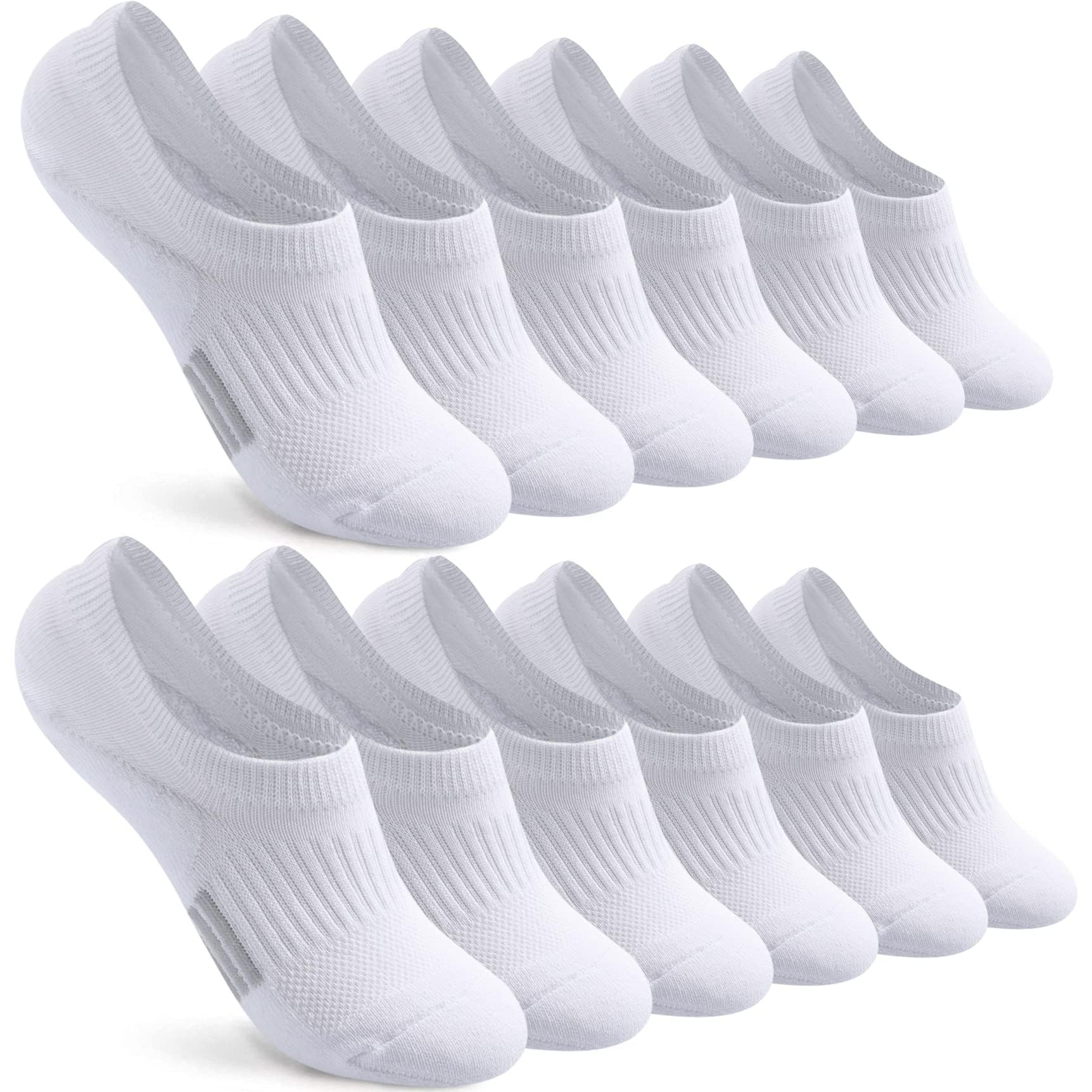 Trainer Ankle Socks Womens, 6 Pairs Cushioned Running Sports Invisible No Show Socks Men, Athletic Low Cut Gym Socks for Ladies Girls