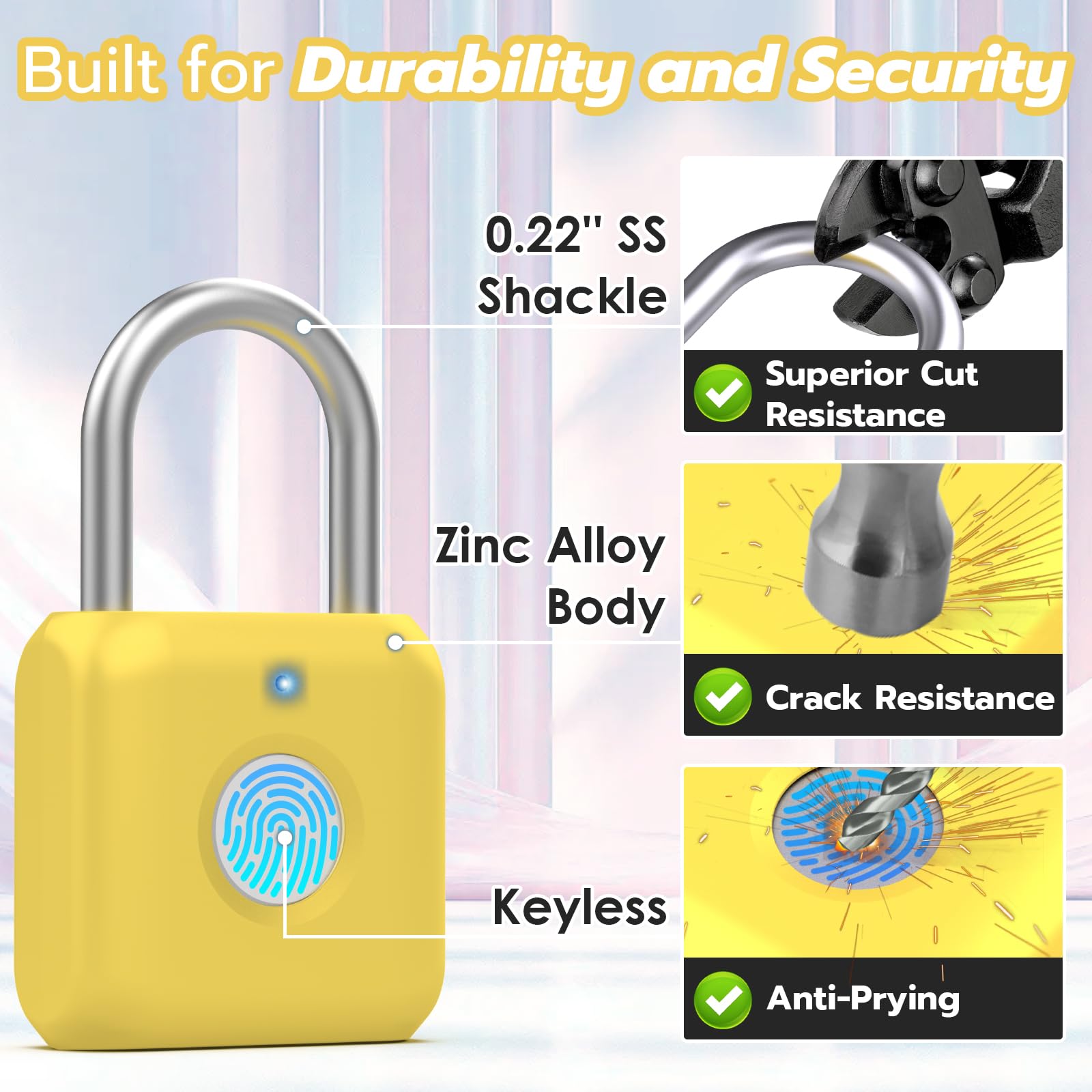 Candado de huellas dactilares, control de aplicación, cerradura de huellas dactilares, cerradura de gimnasio recargable por USB para taquilla de gimnasio, taquilla, escuela, almacenamiento