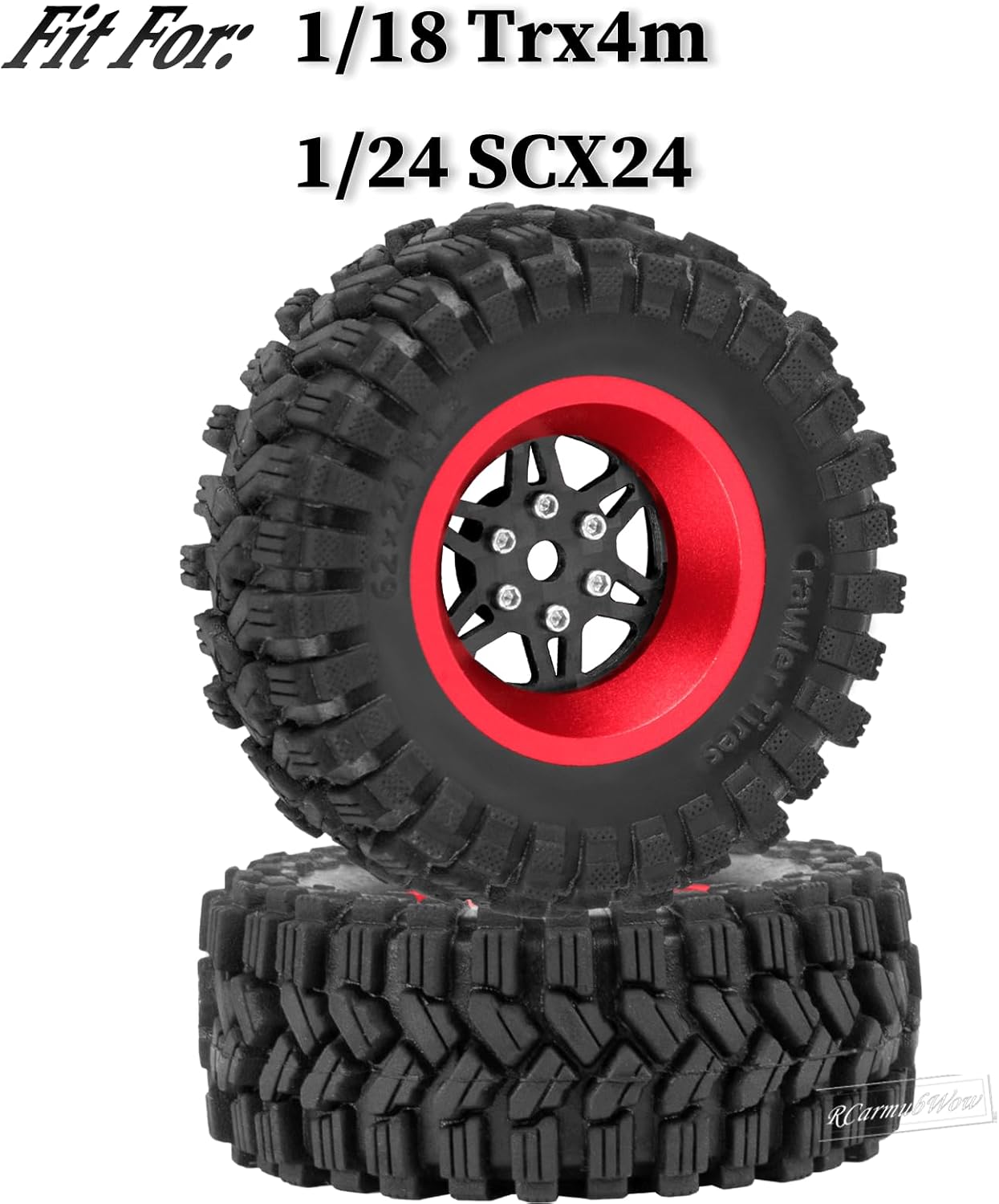 1.2" Beadlock Wheels and Tires for 1/18 TRX4M 1/24 SCX24 RC Crawler,Carbon Fibre rc Wheels 1.2 Beadlock Whees w/ Soft Rubber Tires 1.2 rc Tires,4PCS,Style B