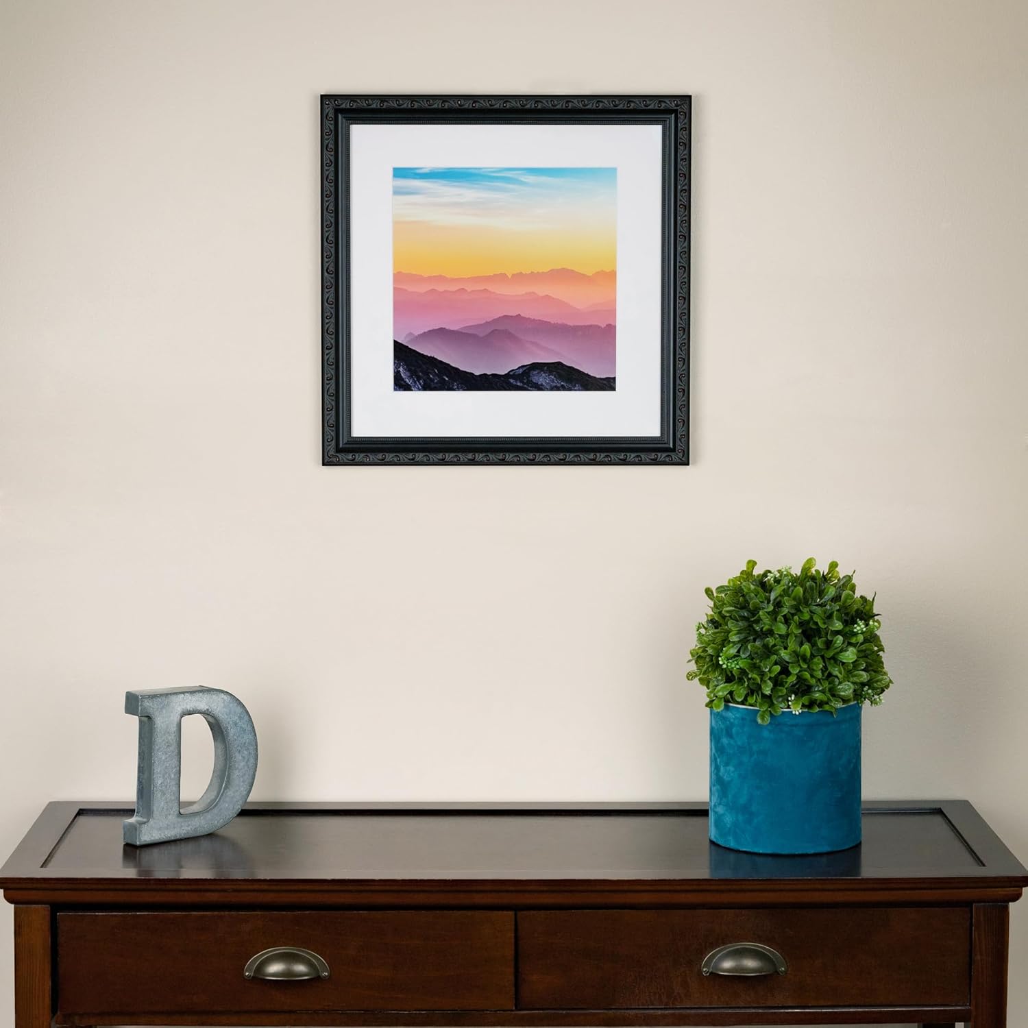 ArtToFrames 9x12 inch Black with Beads Wood Picture Frame, WOMD10188-9x12
