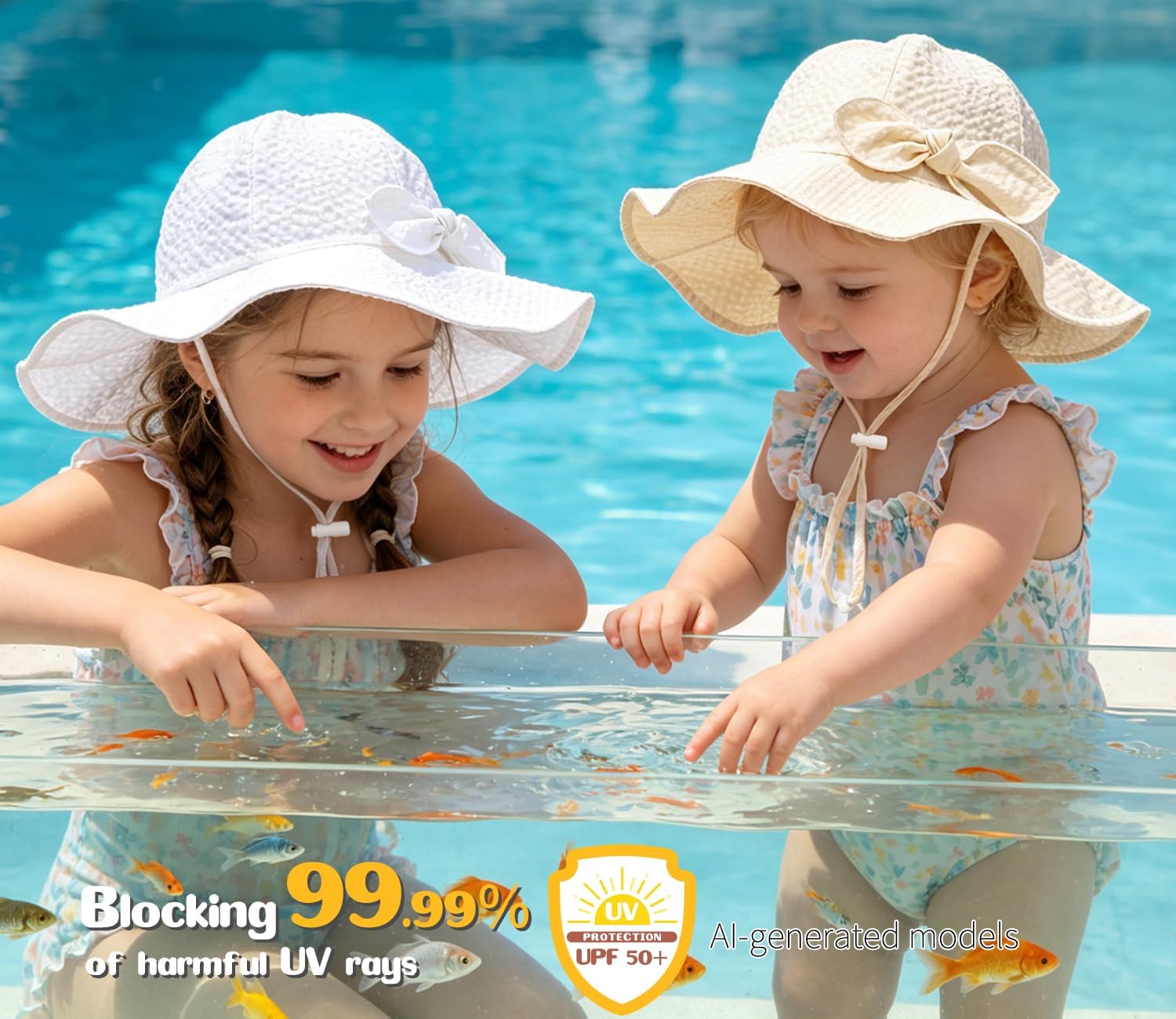 Baby Girl Sun Hat Infant Toddler Beach Hat UPF50+ Wide Brim Kids Summer Sun Protection