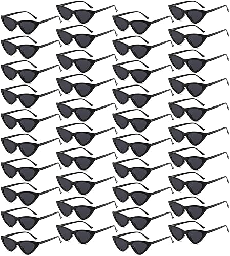 Matcheck 40 Pack Retro Cat Eye Sunglasses Bulk 90s Party Glasses Wholesale WomenMen's Party Favor Shades