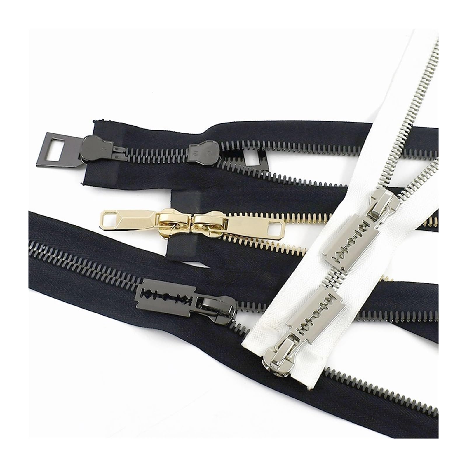 Cremallera De Dos VíAs 1 Cremallera Metálica Doble de 85/100/120 cm, 10#, bidireccional, grande, for chaquetas plumas y abrigos. Ideal for coser hacer manualidades(Black-120cm)