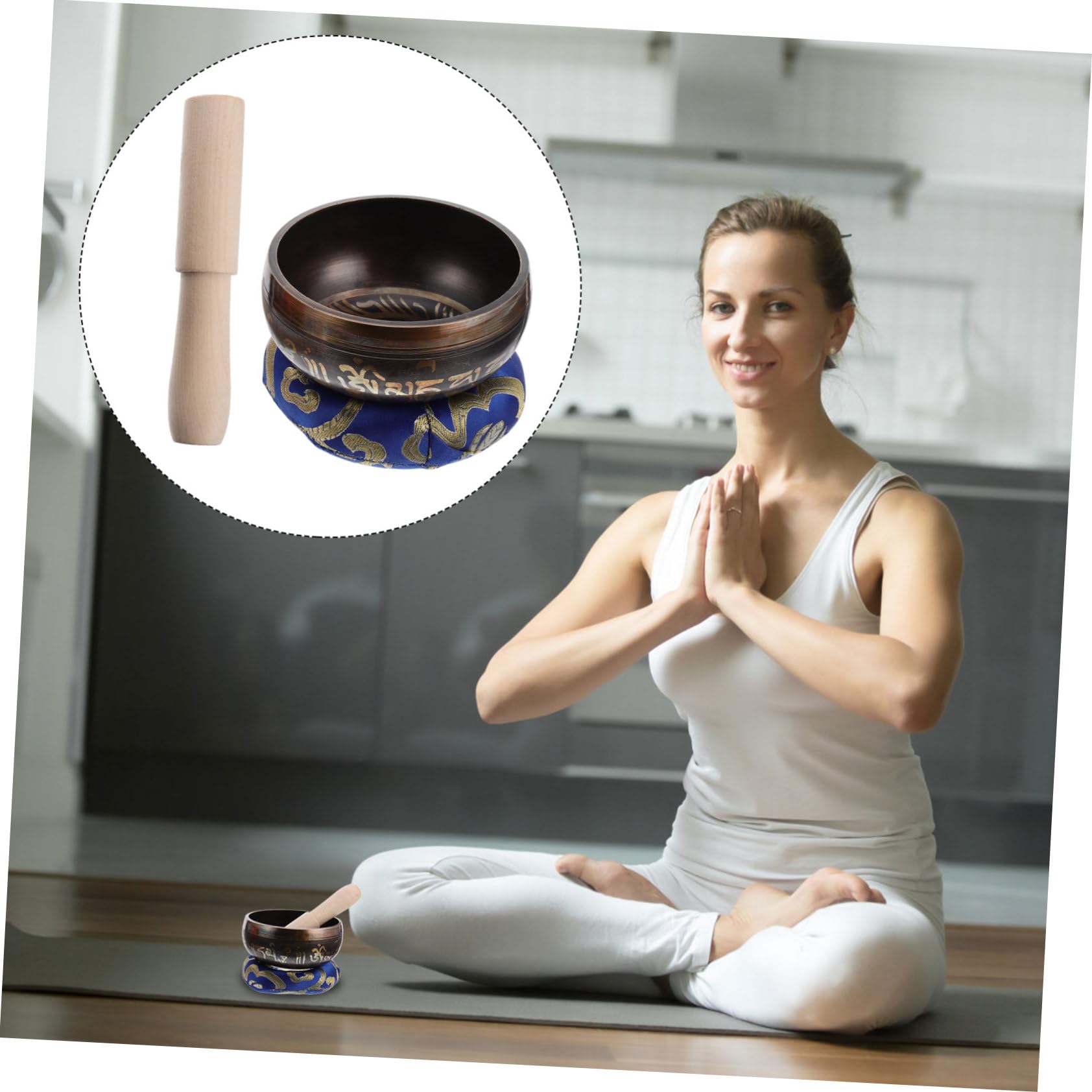 Bol Tibétain Chantant 1 Set en Cuivre avec Maillet, Coussin et Boîte