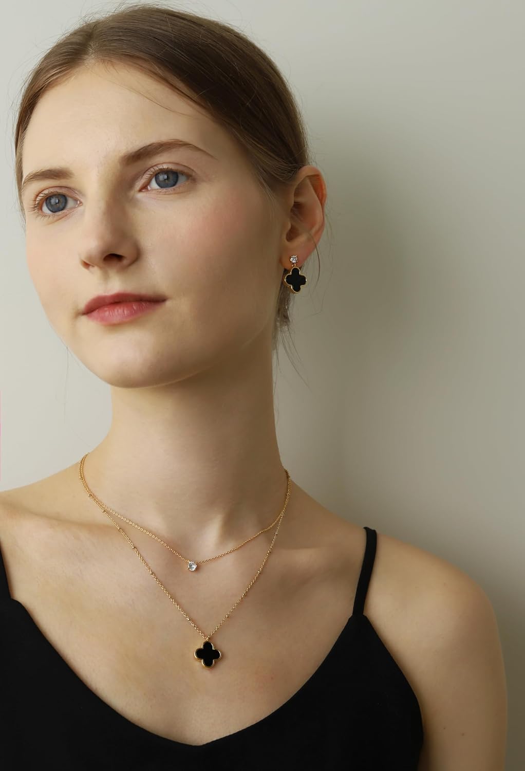 Layered Necklace for Women, 2 Strand Stainless Steel Chains with Clover, Butterfly or Heart Pendant, Dainty Fashion Jewelry Gift image 3