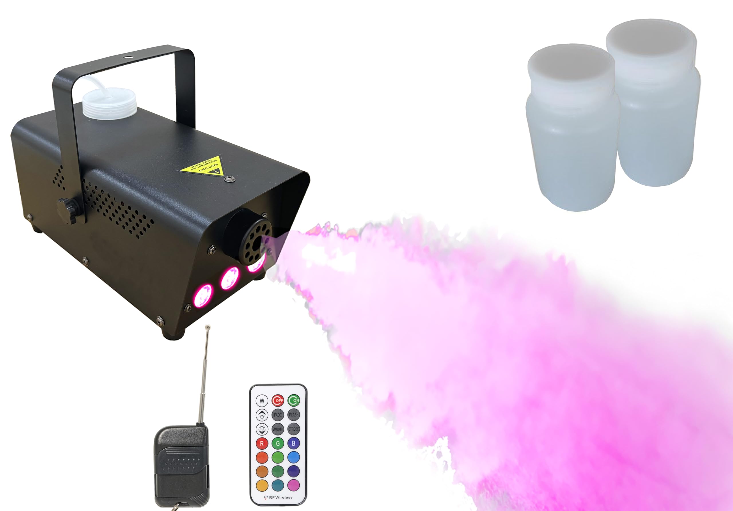 LED Nebelmaschine mit Fernbedienung, Farbwechsel & Fluid für Partys & Disco | Stimmungsvolle Showeffekte für Bühne, Hochzeit, Karneval, Halloween und Tanzfläche