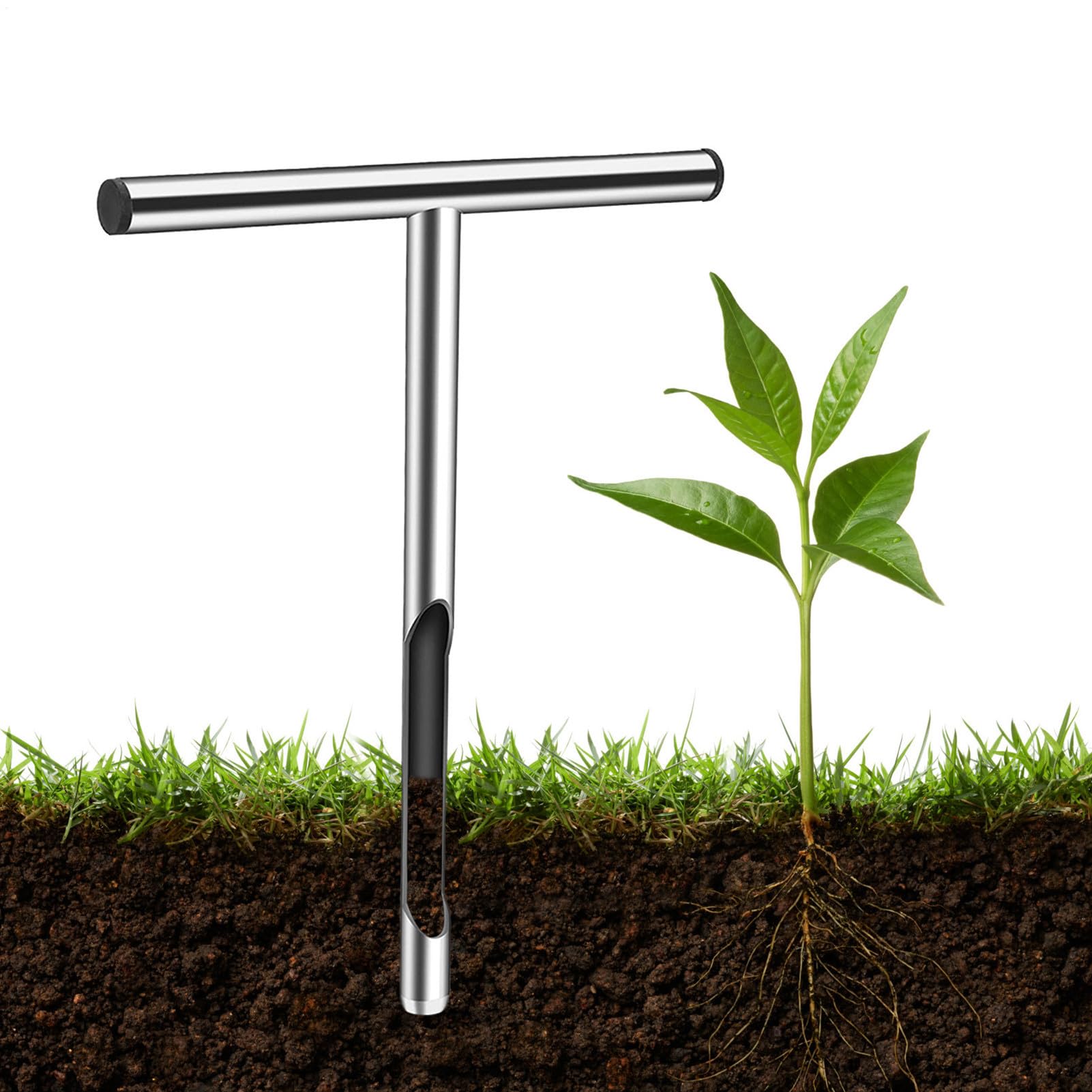 Bodensonde – Bodenprobenentnahmegerät, Robuster Edelstahl, Ergonomischer T-Griff, Einfach Zu Bedienen | Testkit-Zubehör, Garten, Bauernhof, Rasen, Landwirtschaft, Gartenbau, Feuchtigkeitsmessung, Prob