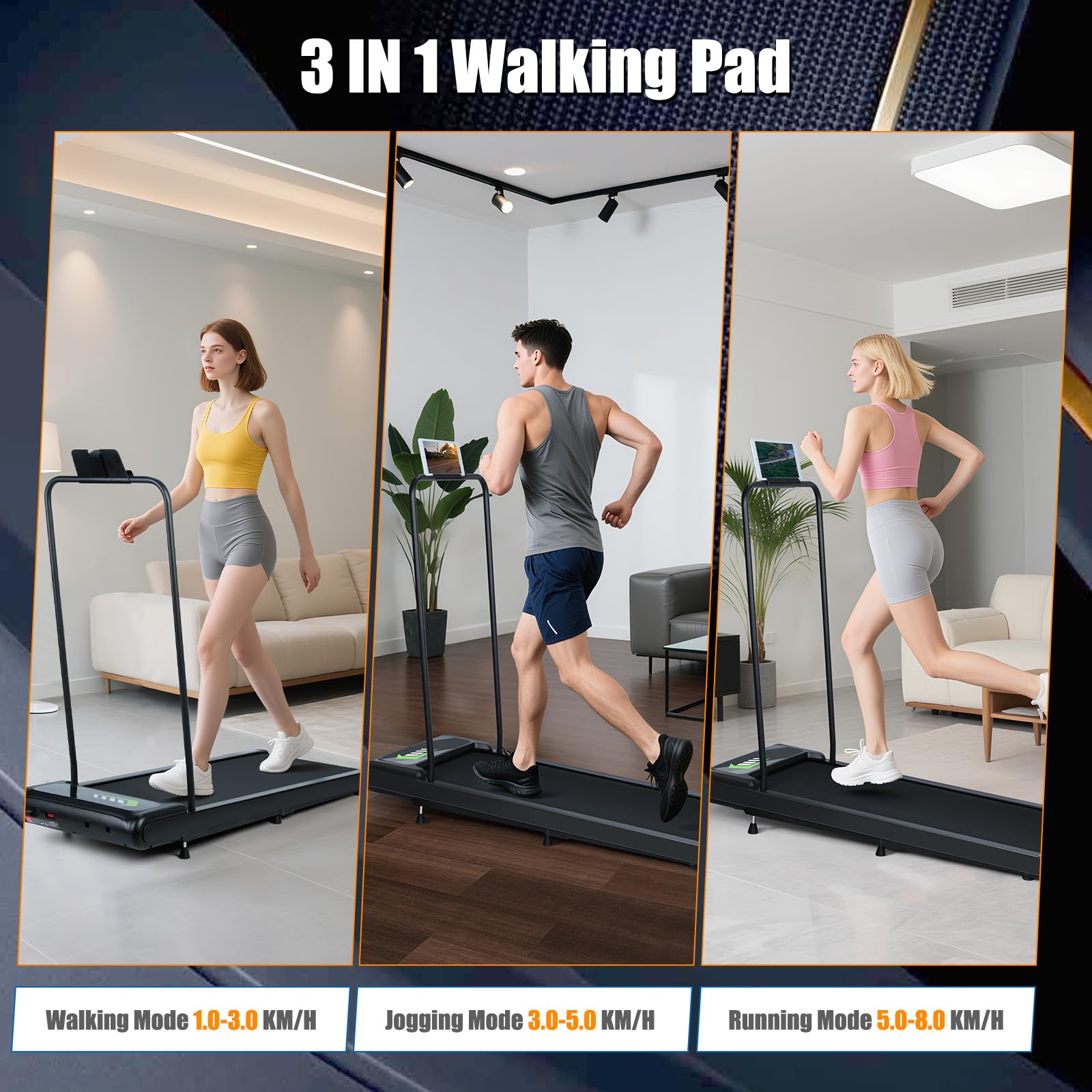 AiQInu Tapis Roulant Elettrico con Inclinazione 8%, Tapis Roulant Salvaspazio, Walking Pad con Telecomando, 2.5 HP, Display Led E Funzionalità Bluetooth, Adatto Per Uso Domestico e In Ufficio, 2-8 Km/