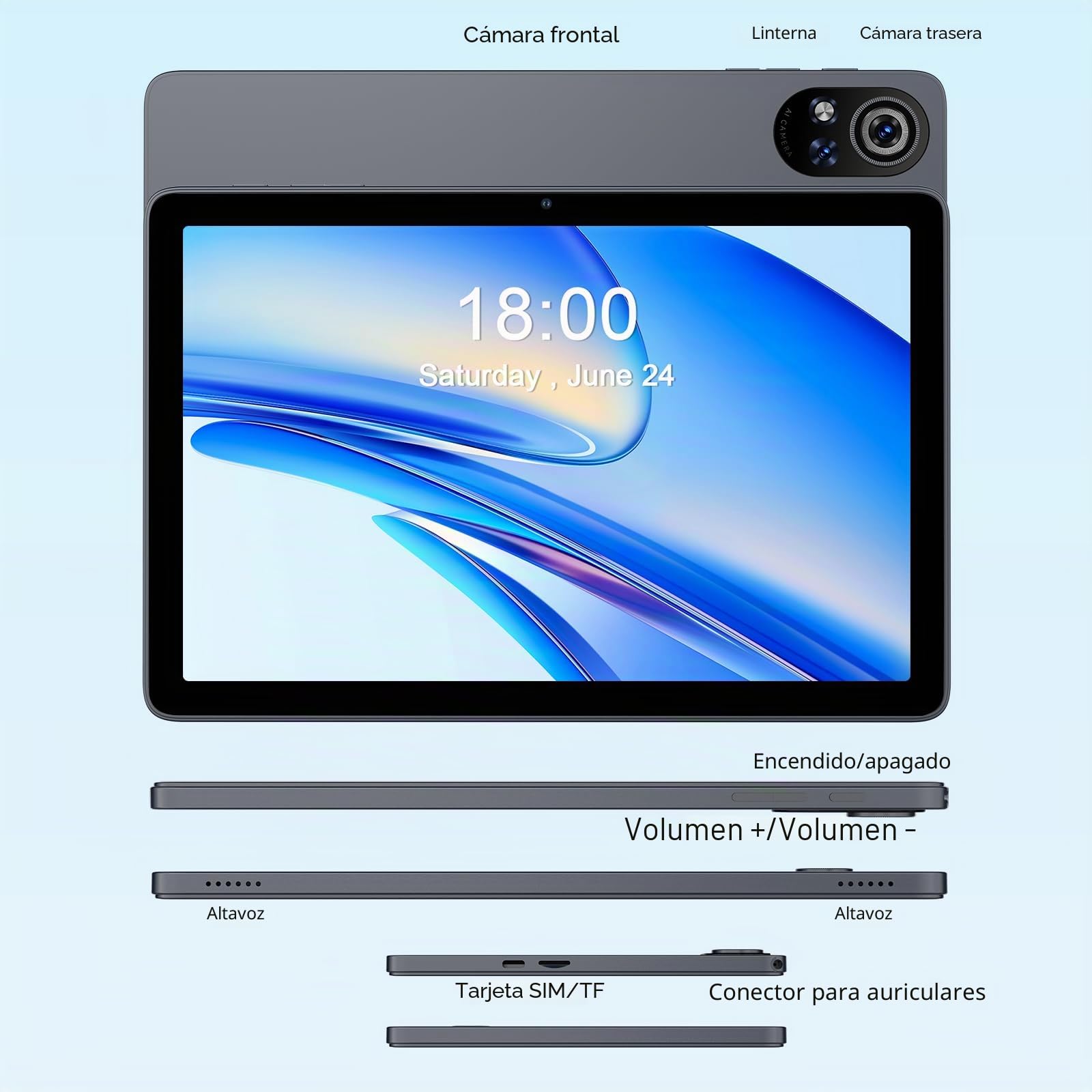 PRITOM Tablet de 10 pulgadas, 4 en 1, 24 GB, 128 GB ROM, Android 15, 1024 GB Expand, Qcta Core, WiFi 6, 8000 Mah, Tablet con teclado, ratón, lápiz capacitivo y funda protectora, gris