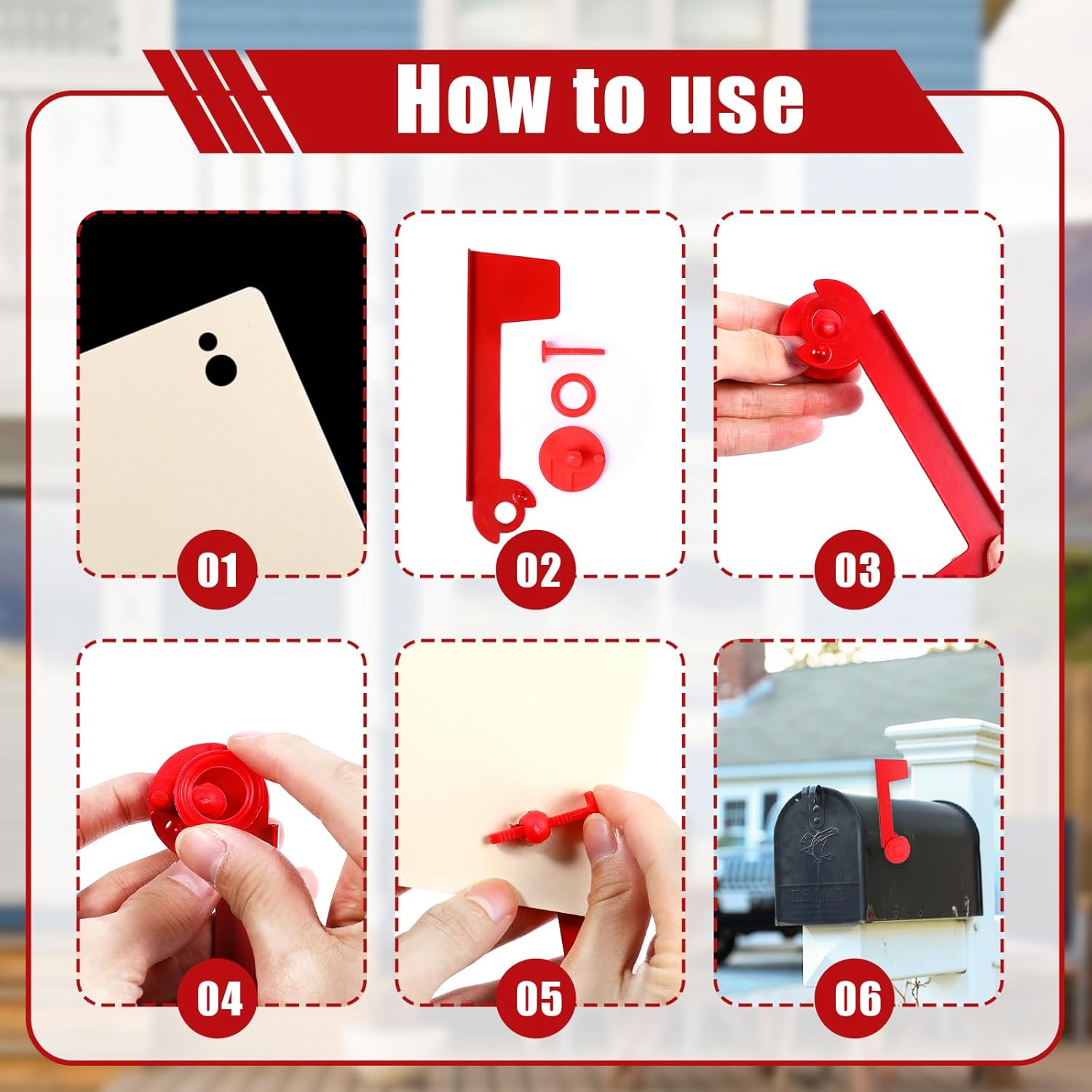 Ymapinc Mailbox Flag Replacement, Red Flag for Mailbox,Mailbox Hardware, Easy Installation, Suitable for Metal, Brick, Stone, Wood Surfaces, 1pcs Mailbox Flag Kit