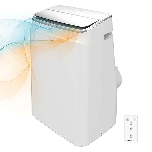 Cecotec Aire Acondicionado Portátil con Mando a Distancia y Bomba de Calor ForceClima 12600 Soundless Heating. 12000 BTU, Pantalla LED, 5 Modos, Deshumidificación, Cobertura 26 m2