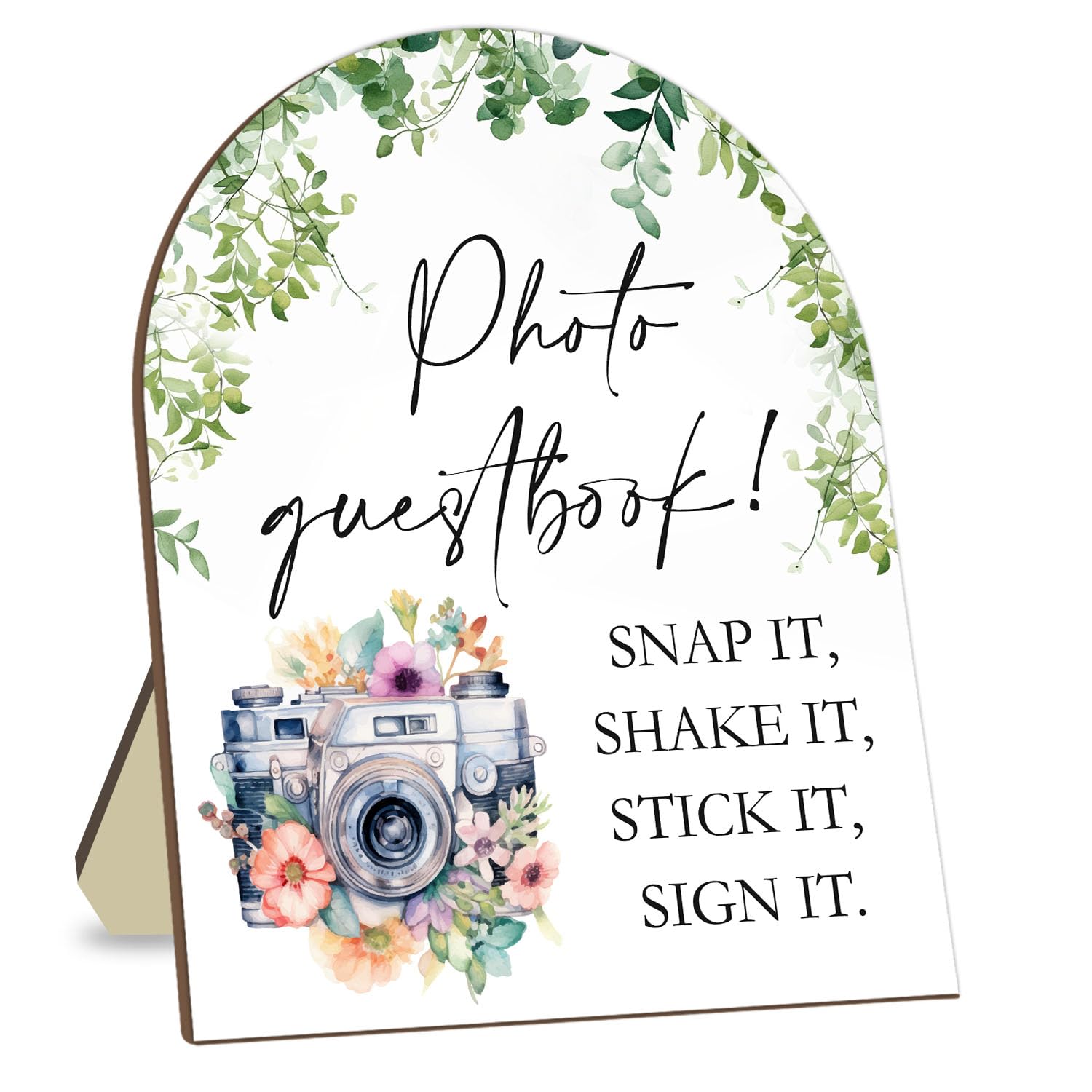 Wedding Photo Theme Desk Decor, Eucalyptus Leaf Decor Party Welcome Sign, Bridal Shower Photo Guestbook Sign, Baby Shower Supplies, Wedding Reception Decor with Stand 8 * 10In