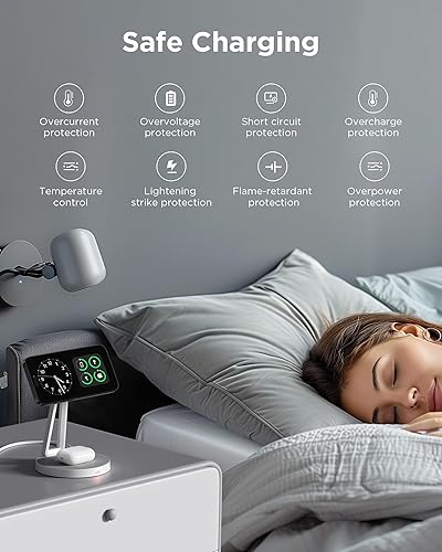 Miniatura 7 de PISEN Soporte de cargador 2 en 1 Mag-Safe - Estación de carga inalámbrica para múltiples dispositivos, cargador inalámbrico magnético de superficie