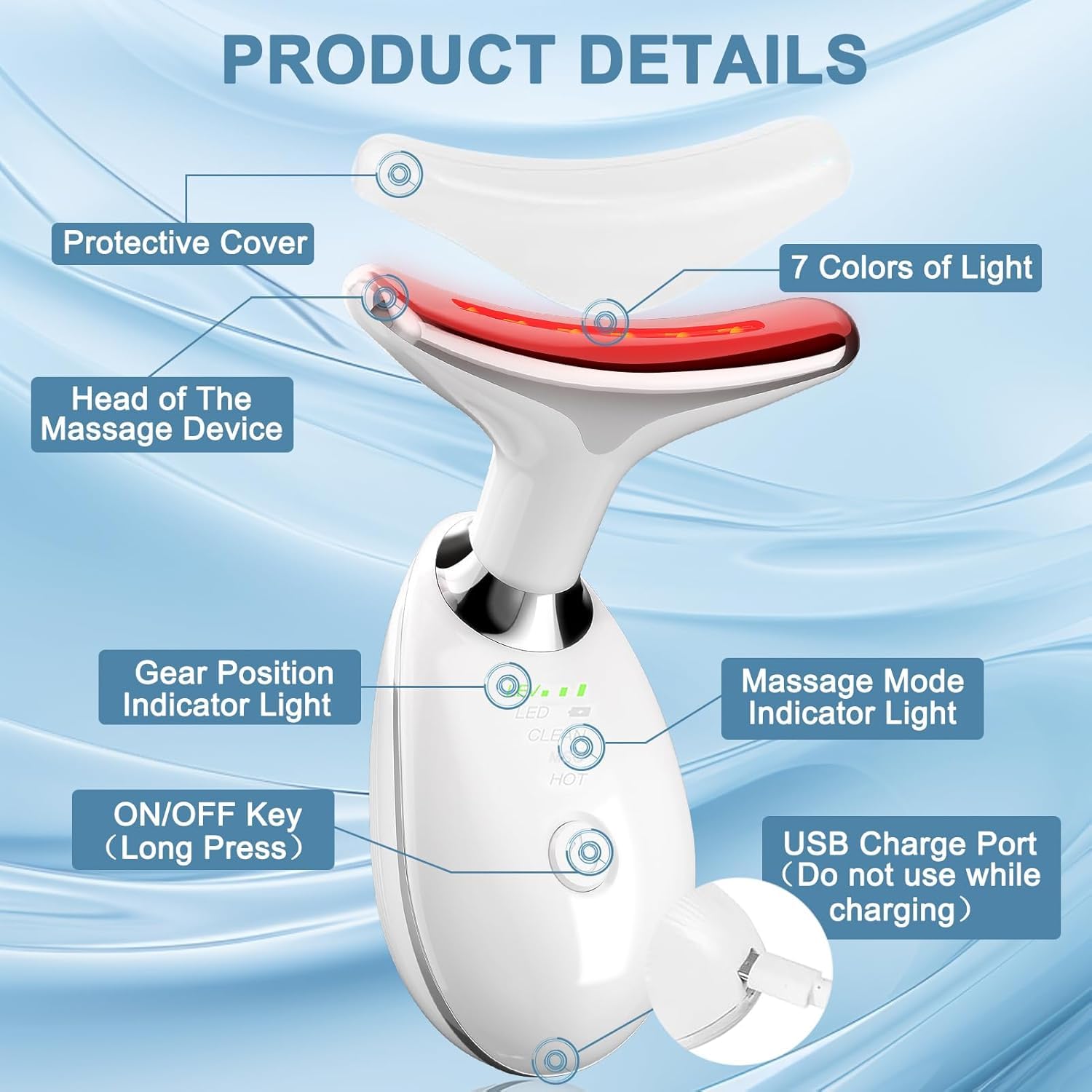 Massaggiatore Viso Lifting Elettrico Antirughe,Impacco Caldo a 45 ℃ Massaggiatore Viso EMS lifting del Collo Rassodante per Tonificare il Viso,Pulizia Profonda Anti-età Rassodamento e Lifting