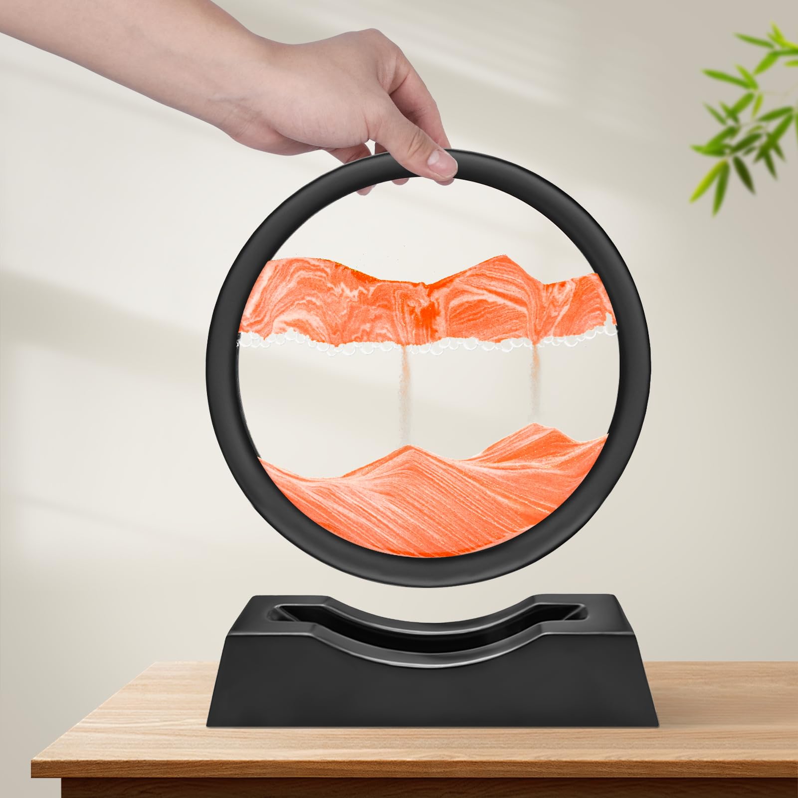 Wai Danie Pittura di Sabbia Che Scorre Quadro Sabbia Movimento sabbia dinamica 3d Hourglass Deep sea Sandscape Display Decorazioni la Casa e l'ufficio Giocattoli da Scrivania per Adulti (Arancione 7“)