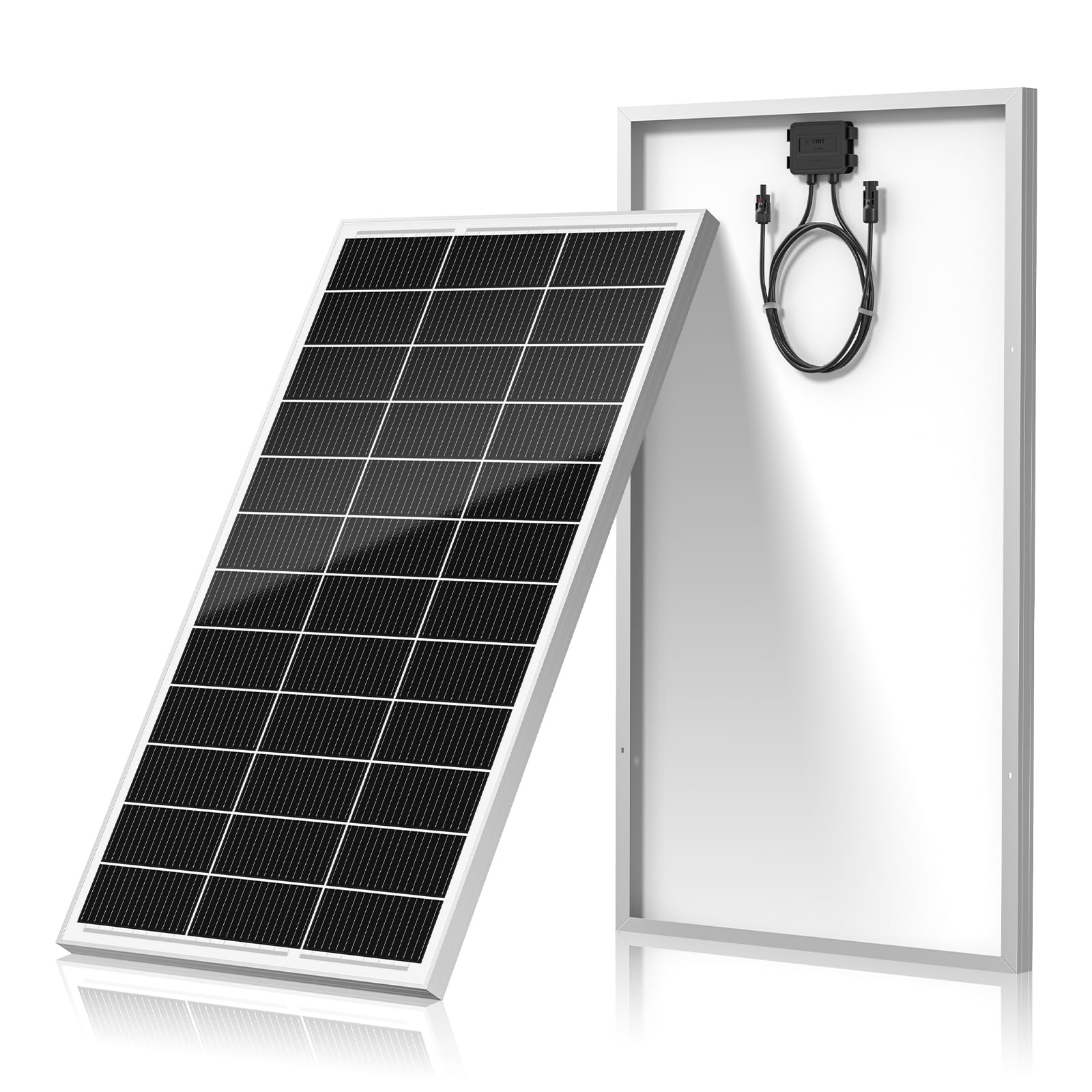 Panel solar de 50 W, módulo solar monocristalino de alta eficiencia, marco de aluminio negro 12 V/24 V, ideal para central eléctrica de balcón, autocaravana, hangar, barco