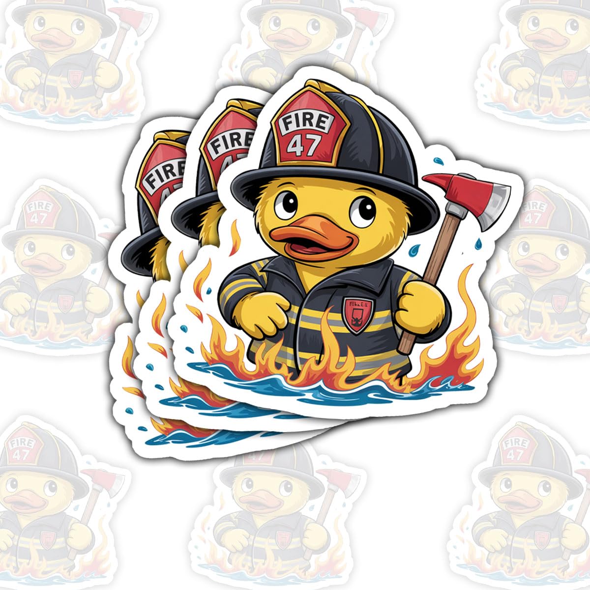 Calcomanías de pato de goma de bombero impermeables para vasos y laptops