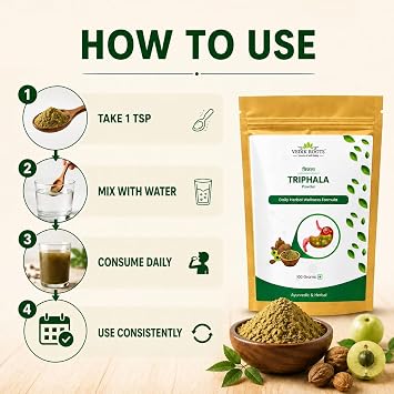 Triphala Powder 100g 100% Pure & Natural Digestive Cleanser, Detox Supplement & Immunity Booster Haritaki, Bibhitaki & Amla Ayurvedic Herbal Powder