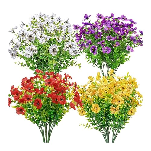 Der Rose Artificial Hanging Flower Basket for Outdoors Fake Hanging Flowers Plants with 4 Faux Silk Trailing Vines for Porch Patio Balcony Spring Decor