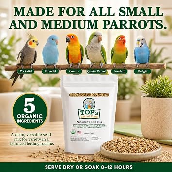 TOP's Napoleon's Seed Mix for All Small Hookbills, Non-GMO, Soy Free, Corn Free, USDA Organic Certified, 1 lb