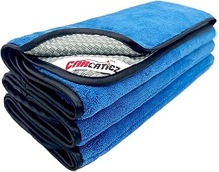 Microfiber Towels for Cars, Large Microfiber Cleaning Cloth for Cars Drying, Waxing and Polishing, Lint Free, Scratch-Free, Softer Highly Absorbent, 16 in x 24 in, 530gsm, 3pack- Blue & Gray