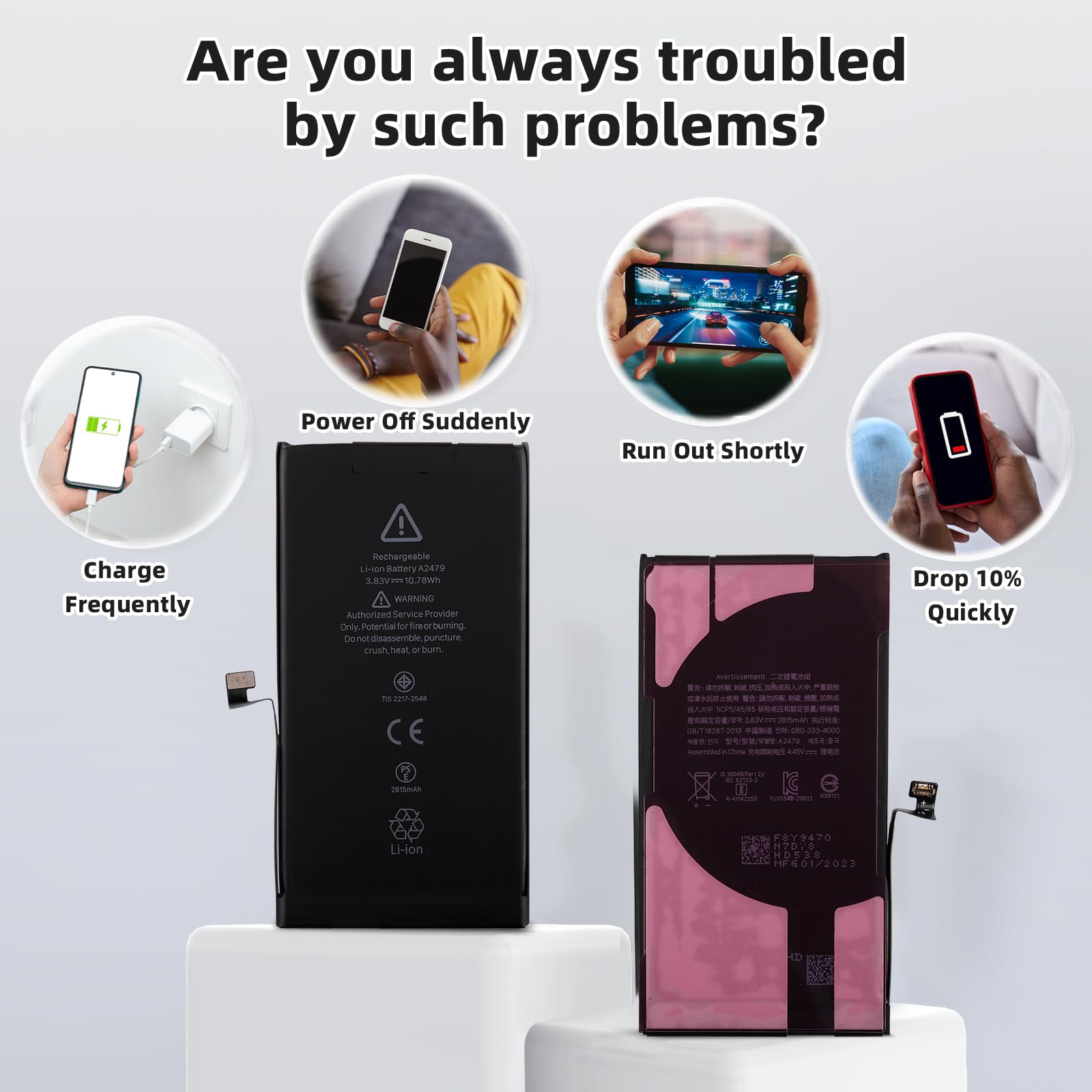 Duotipa Batteria Di Ricambio A2479 Per IPhone 12 / 12 Pro (2815 MAh) Con Kit Attrezzi – Compatibile A2403, A2172 | Sostituzione Facile E Sicura
