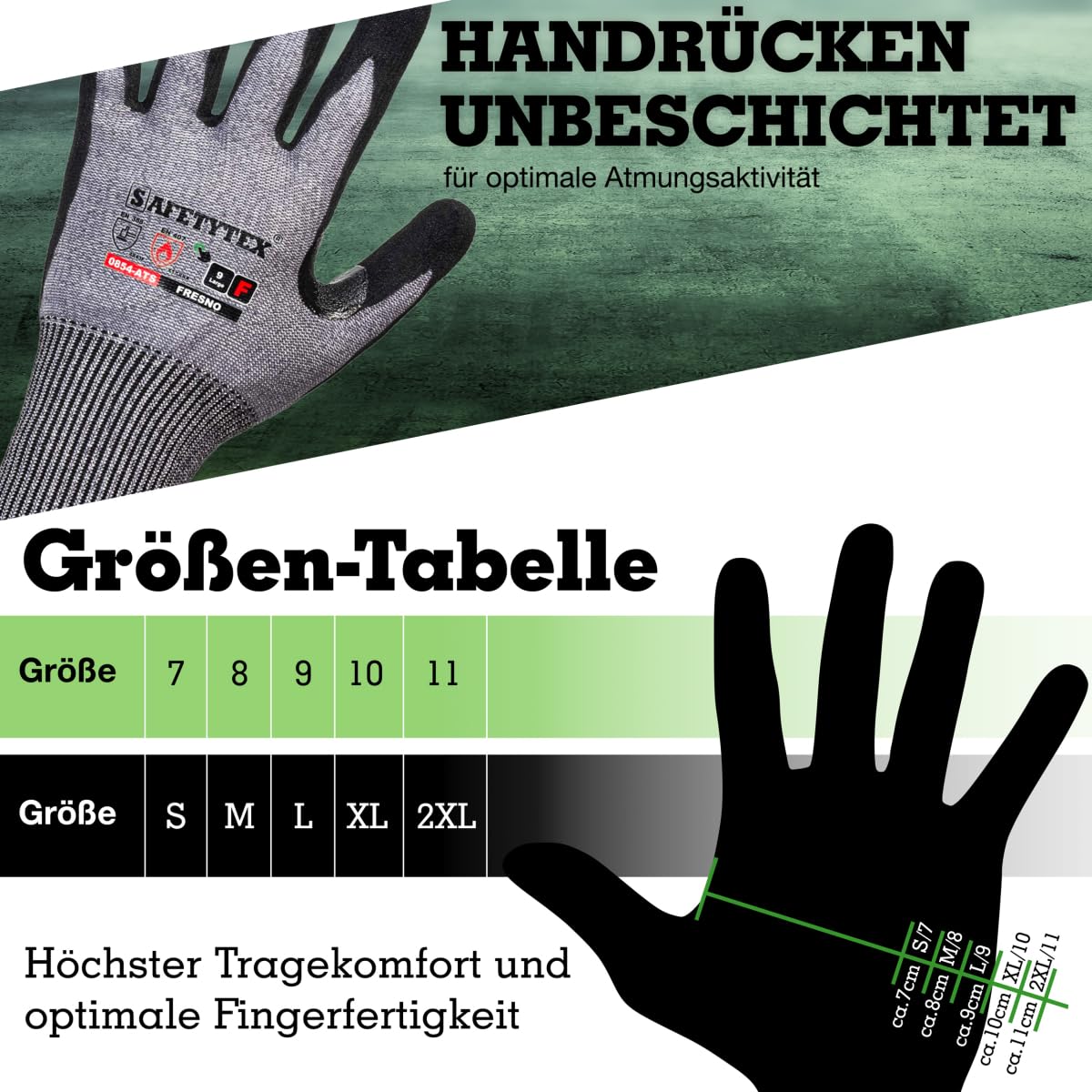 Safetytex Schnittschutzhandschuhe - Schnittfeste Handschuhe Level F - Maximale Sicherheit für Arbeiten mit scharfen Gegenständen - Touchscreen-fähig - Nitrilschaum (Gr.9, 1 Paar)