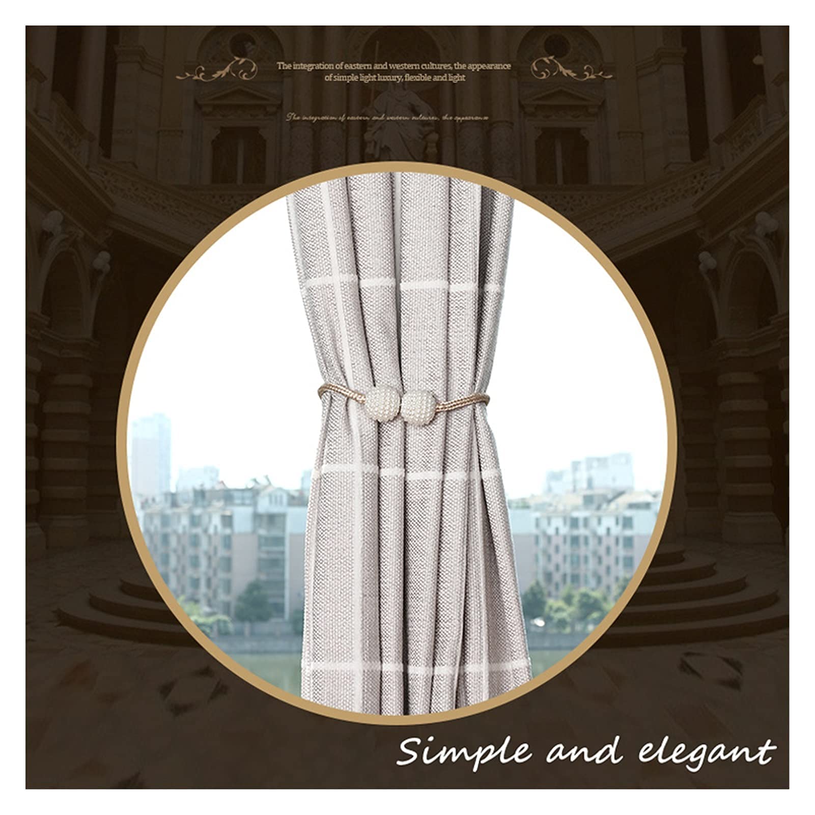 Rideau 2 Pcs Magnétique Rideau Clip Rideau Embrasse Boucle Clips Suspendu Boule Boucle Cravate Arrière Rideau Accessoires Décor À La Maison