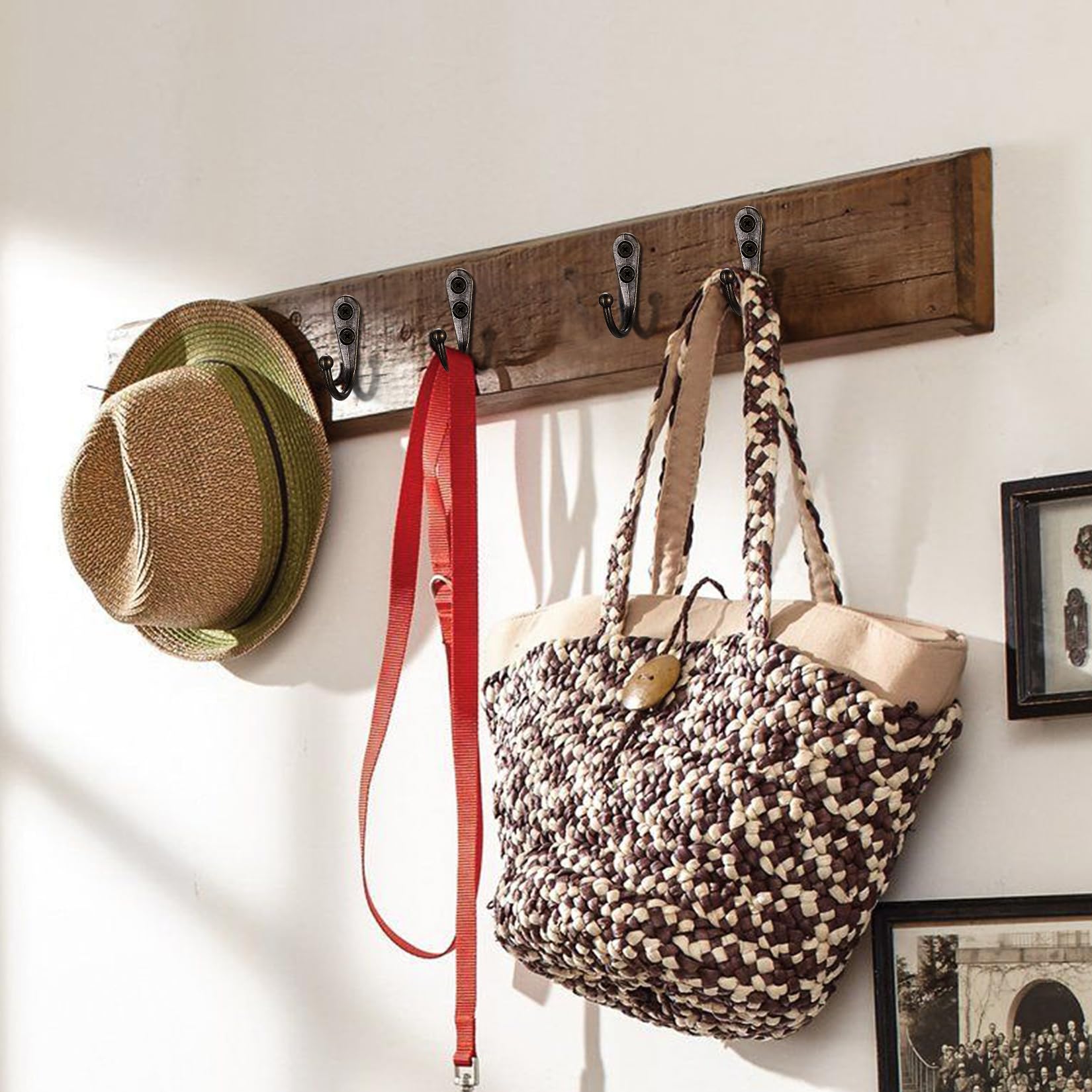 5 Piezas Ganchos Percheros de Pared, Vintage Perchas Pared de Bronce, Ganchos Pared, Colgadores Pared de Retro, Ganchos para Colgar Ropa Abrigos Llave Cocina Baños Armarios, con Tornillo