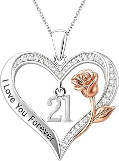 Rose Heart Necklace for Women Anniversary Birthday Jewelry Gifts | Sweet Year Old Jewelry Anniversary Mothers Day Birthday Gifts for Women Her Girlfriend Wife Daughter Mom Grandma