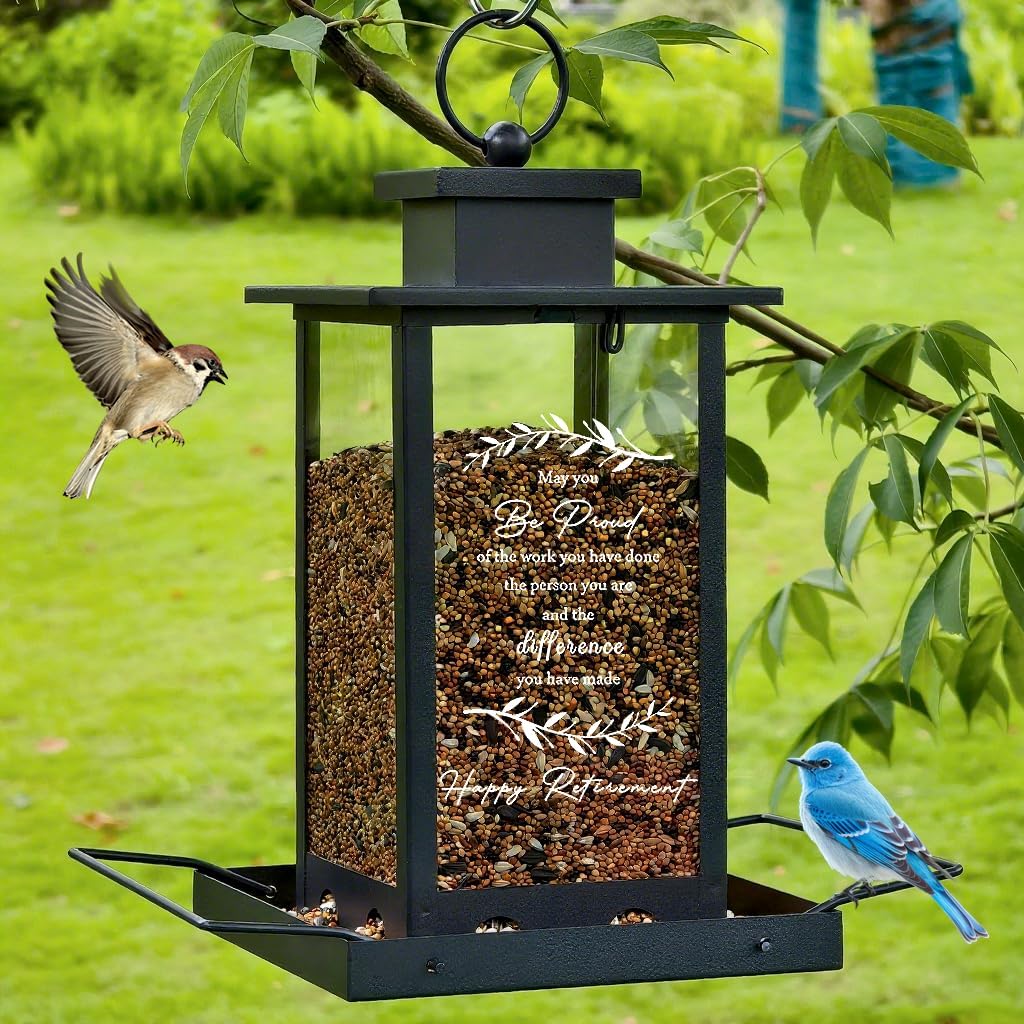 Retirement Gift Bird Feeders for Outdoors, Happy Retirement Gifts for Women Men Retired Friend Coworker Nurse Boss Teacher, Going Away Party Decorations, Home Decor Outside Garden Birdfeeders