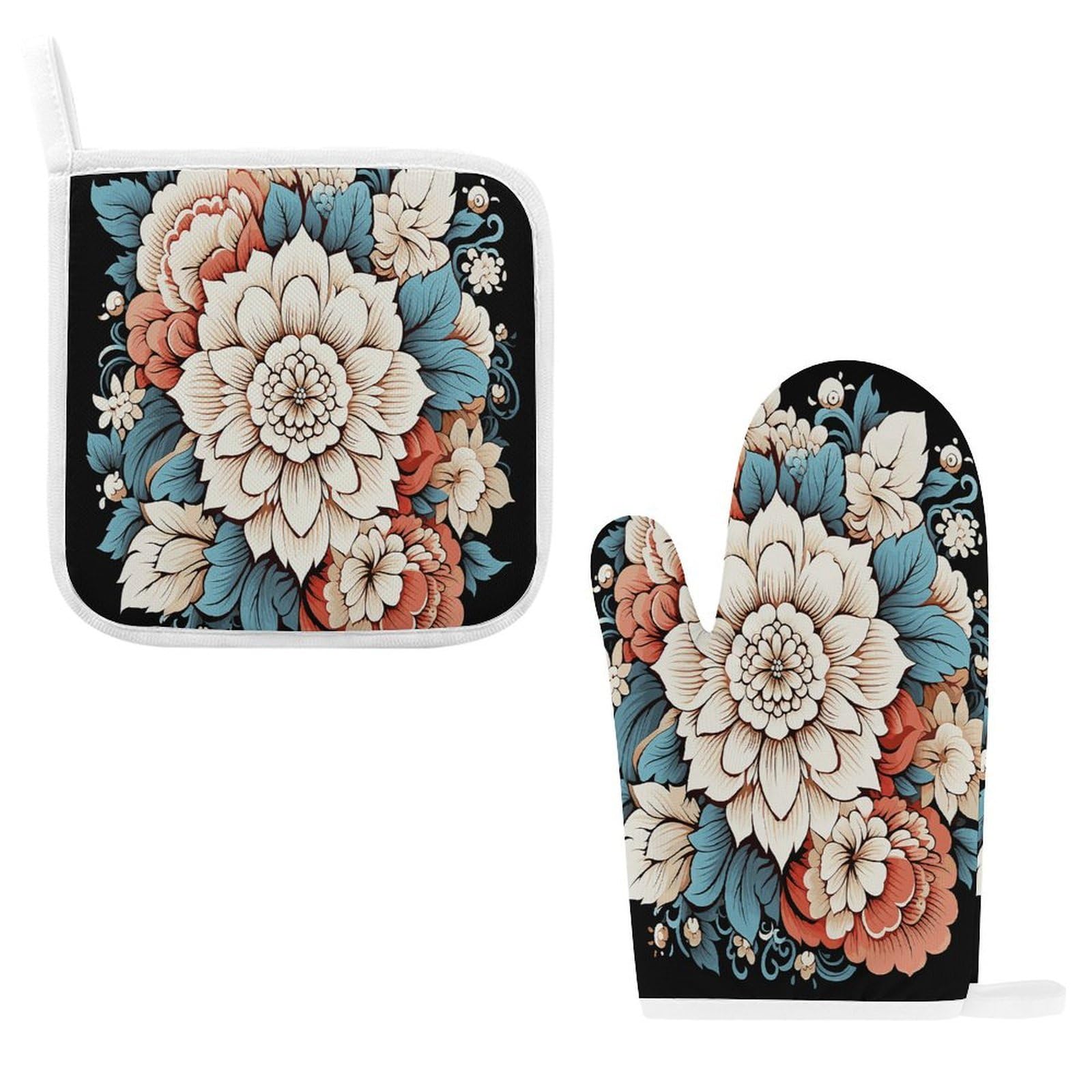 Fodpand Style Floral Print Oven Mitts And Pot Holders Sets