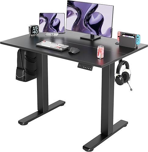 YDN Escritorio eléctrico de pie, escritorio de pie de altura ajustable, 40 x 24 pulgadas, escritorios de oficina en casa, marco negro/parte superior